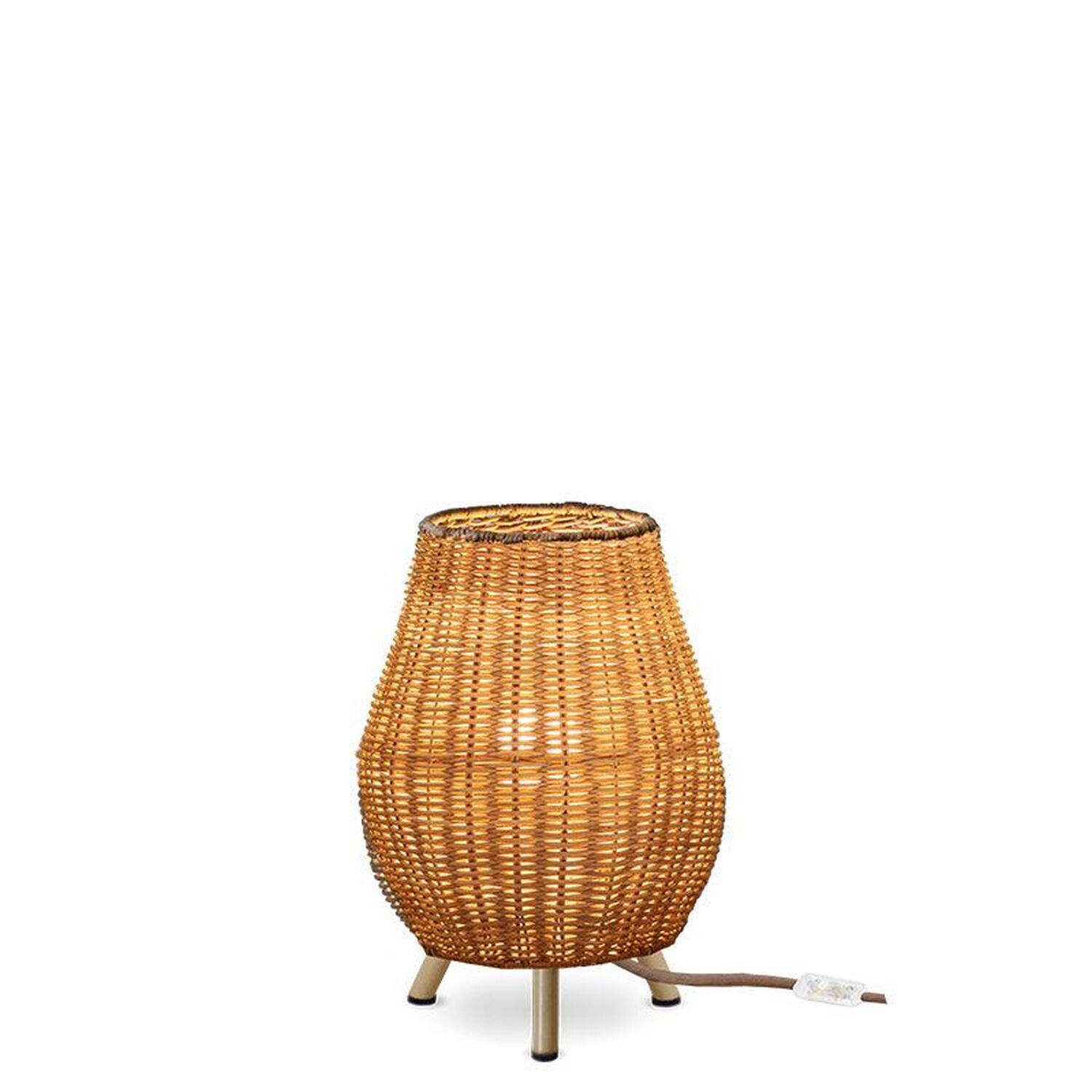 Tischleuchte Rattan H: 32,5 cm Dreibein Natur E27 FULDE Lampe, Lampenschirm