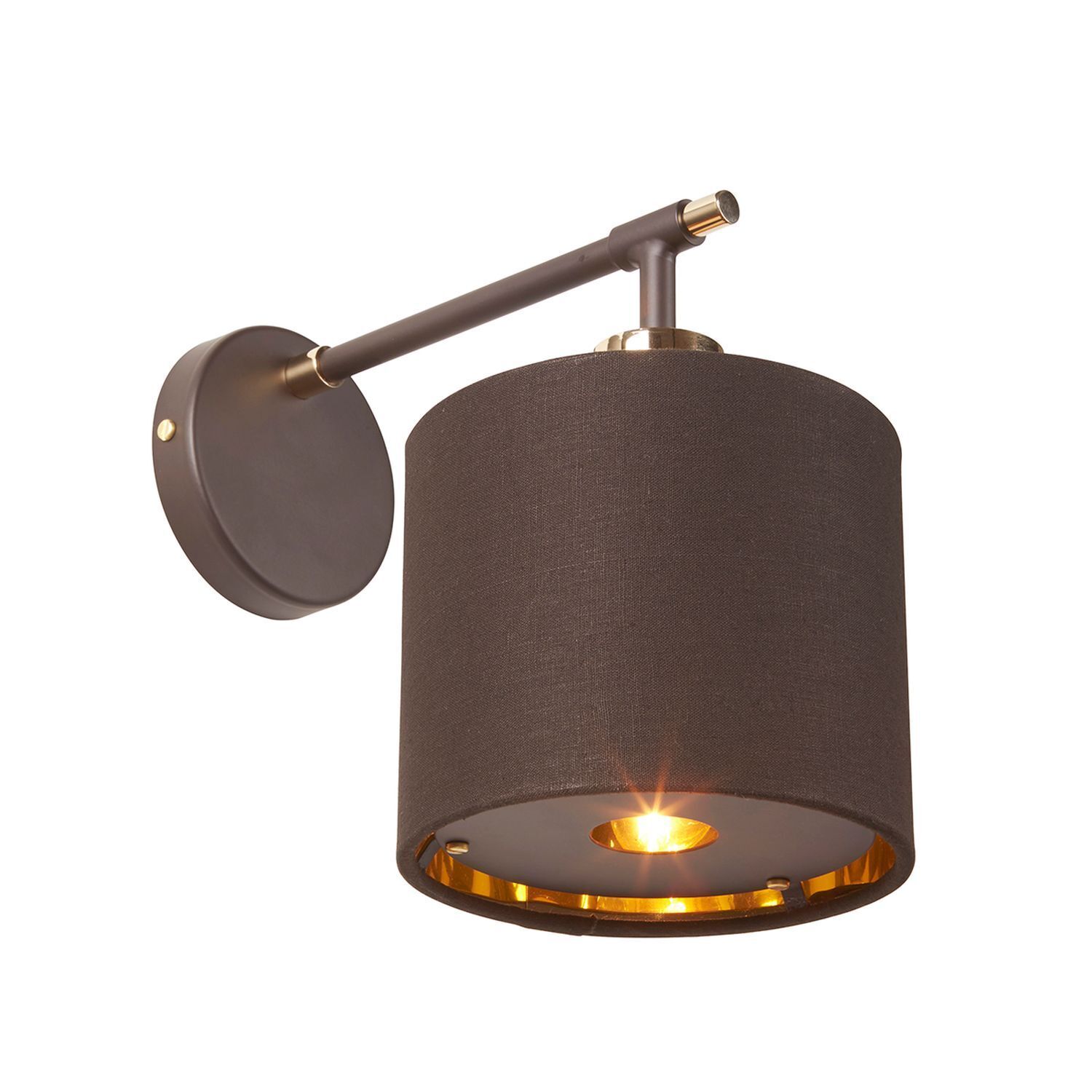 Designer Wandlampe Braun Gold Stoff wohnlich CIRCULAR