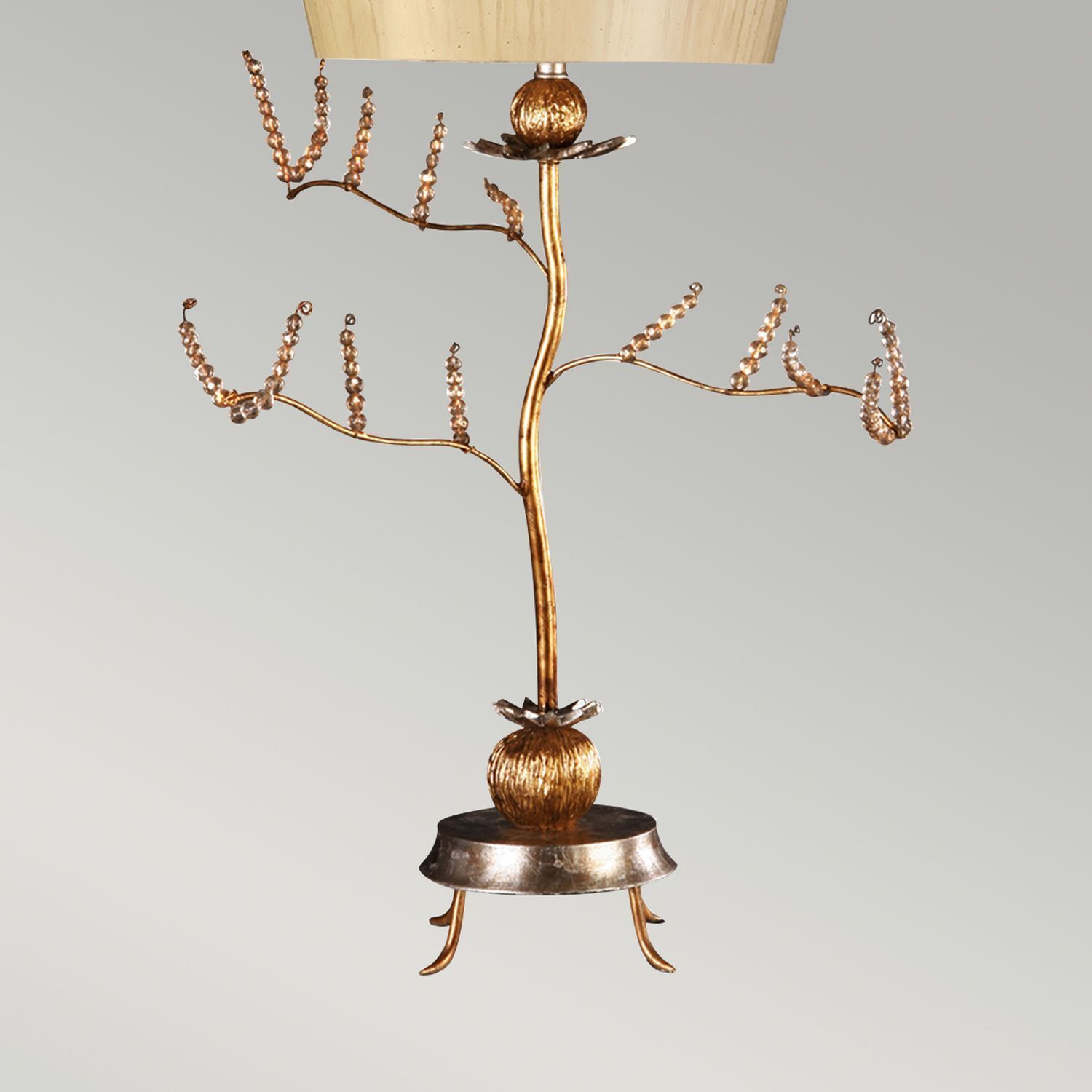 Tischleuchte Metall Stoff in Silber Creme 91cm kunstvoll Lampe, Kronleuchter