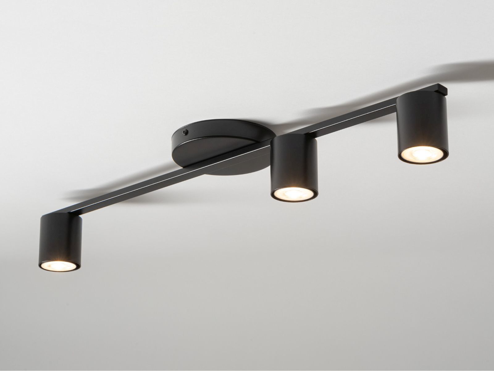 Schwarze Deckenlampe Zylinder GU10 3-flammig 70 cm groß