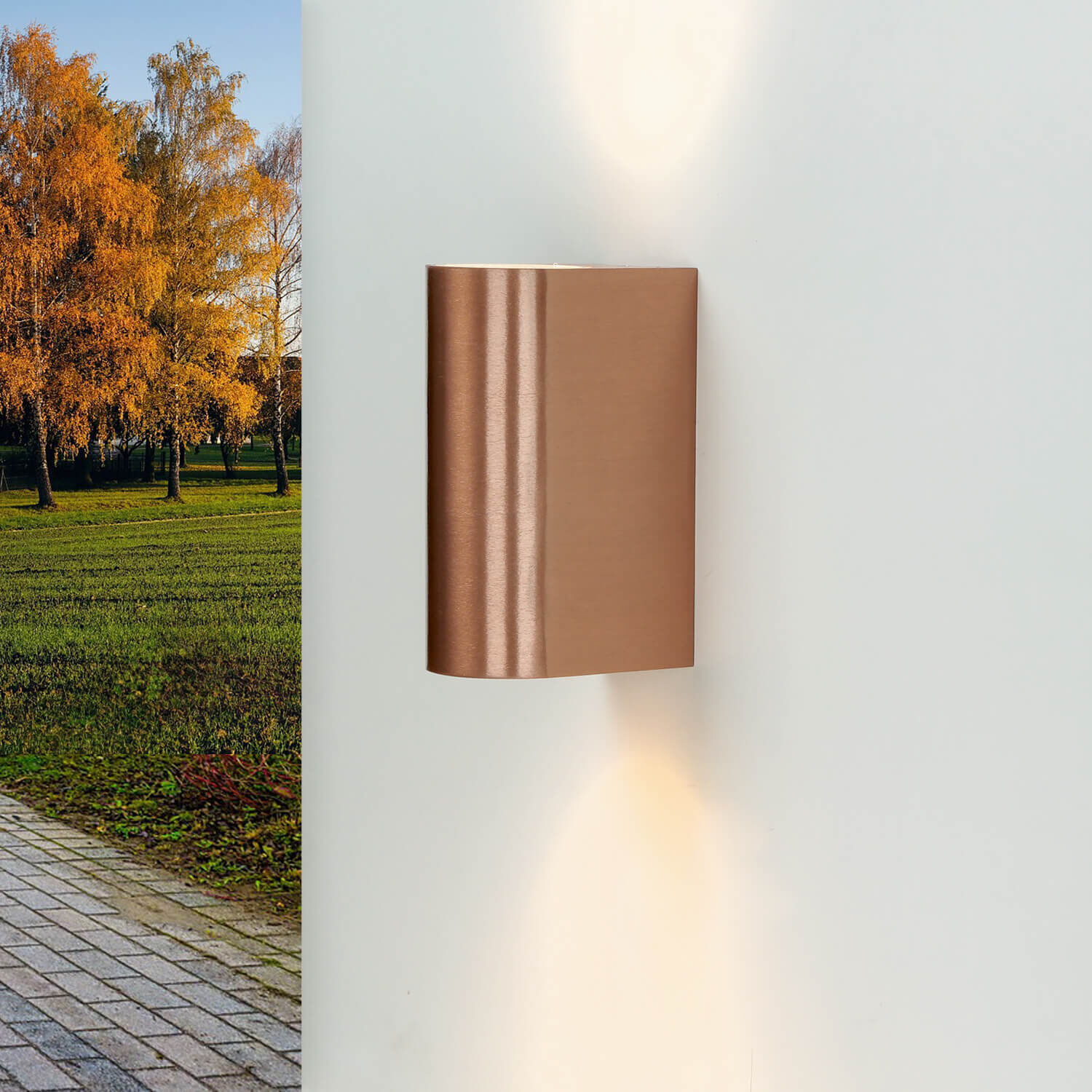 Wandlampe, Bronzefarben, Glänzend, Metall, Wandleuchte