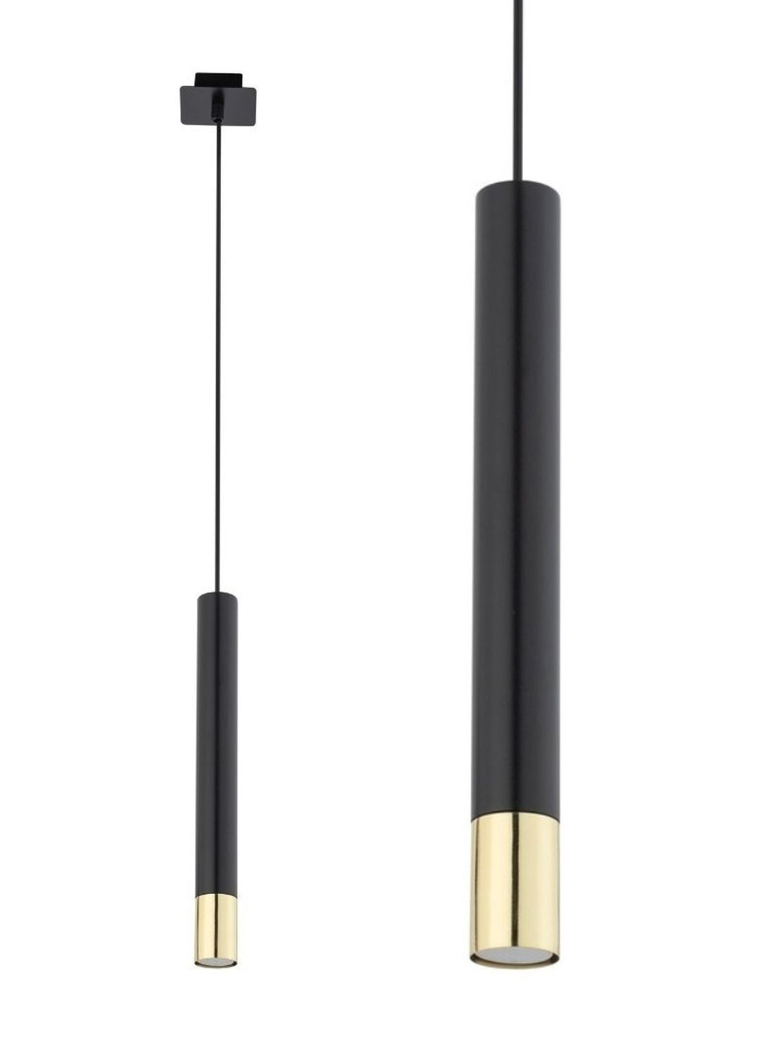 Hängeleuchte Schwarz Gold Modern Metall Ø8cm schmal