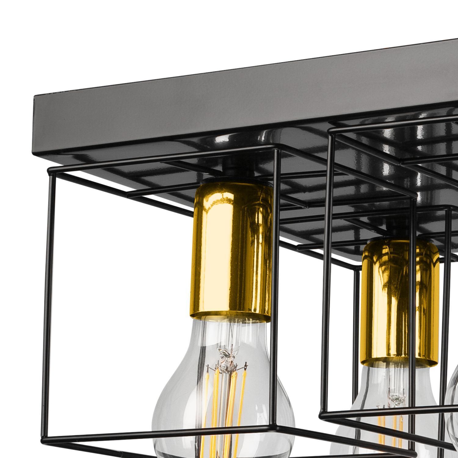 Deckenleuchte Metall Schwarz Gold B: 30 cm 4x E27 Modern