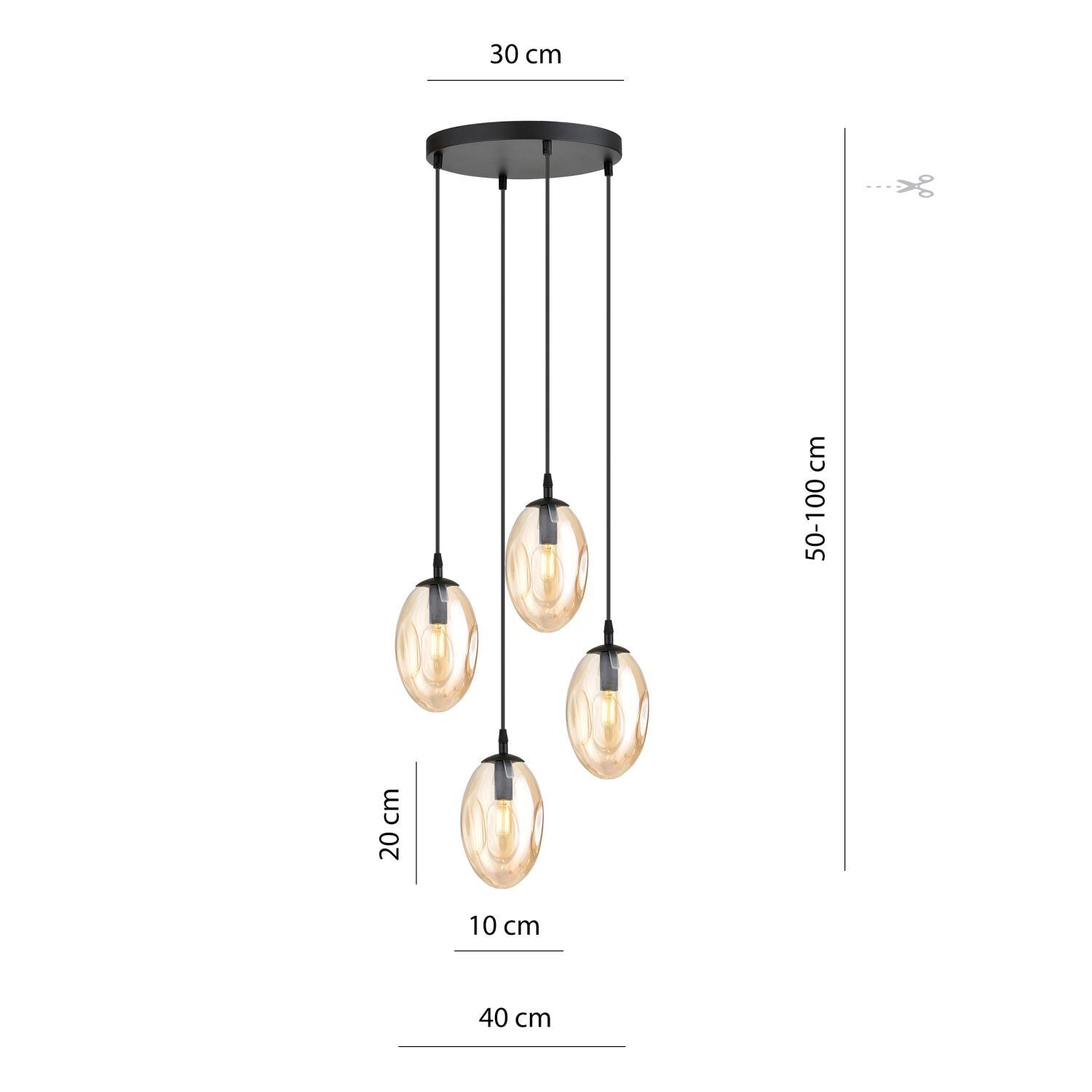 Pendelleuchte Rauchglas in Bernstein Ø 40 cm verstellbar