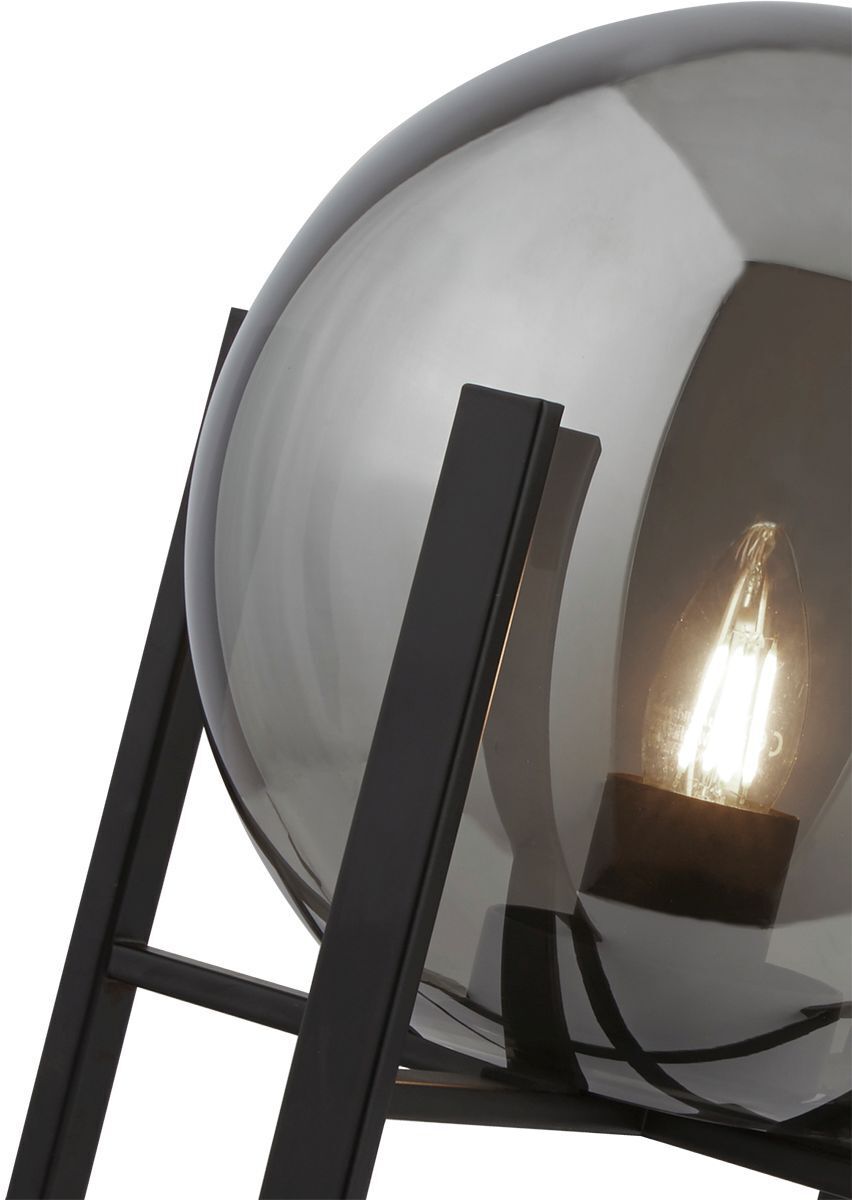 Tischleuchte E27 43 cm Schwarz Rauchgrau Glas Metall