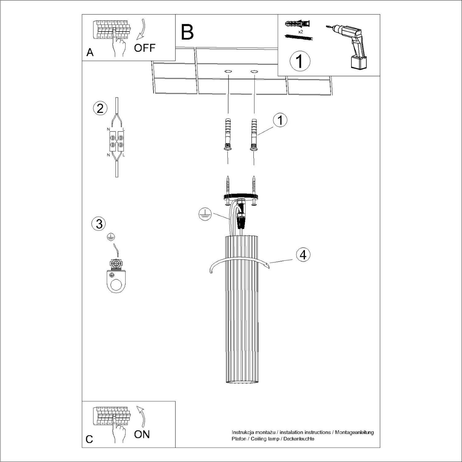 Spot Lampe Decke Weiß GU10 Ø 6,5 cm H: 40 cm Aluminium