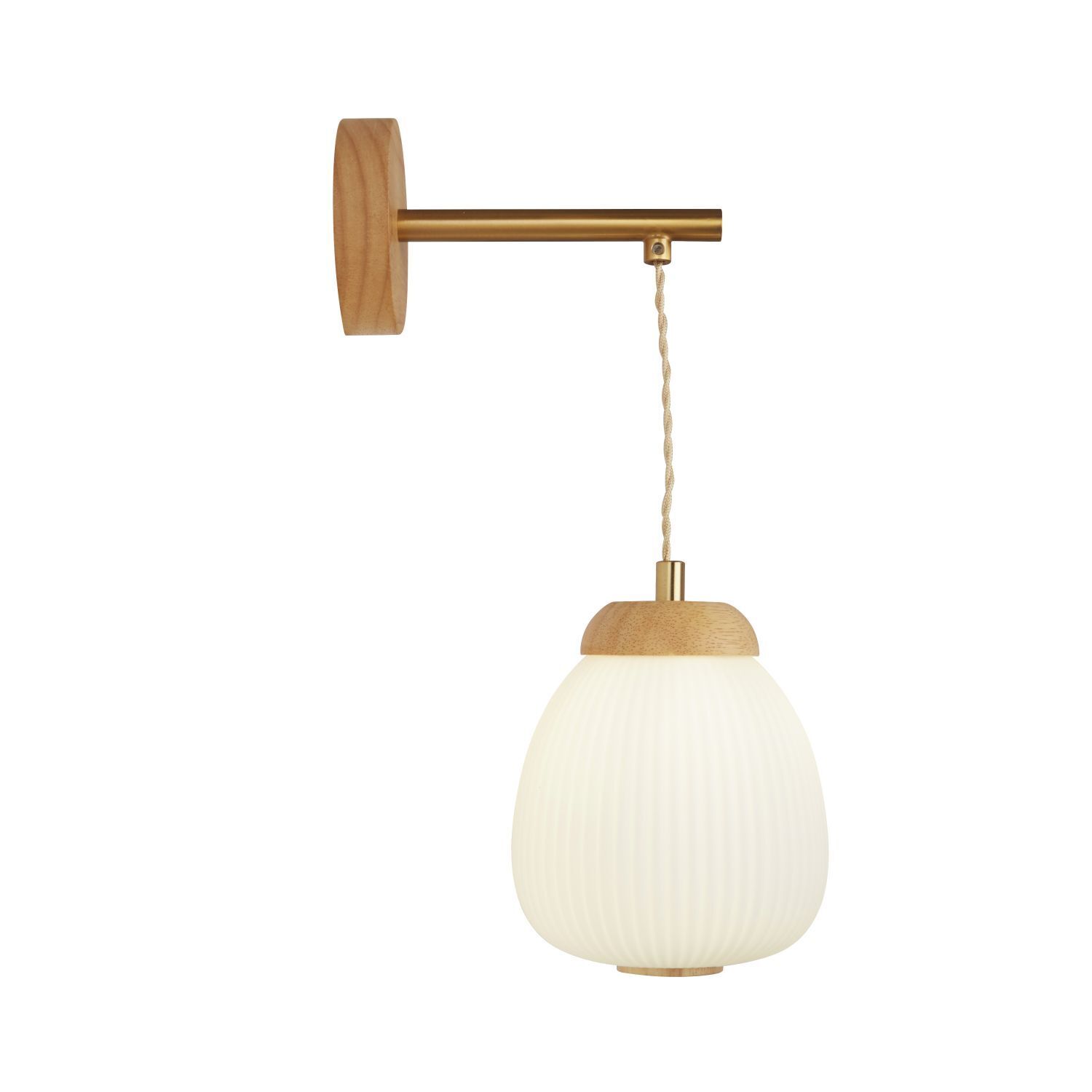Wandlampe E14 in Messing Weiß Modern Glas Holz Metall