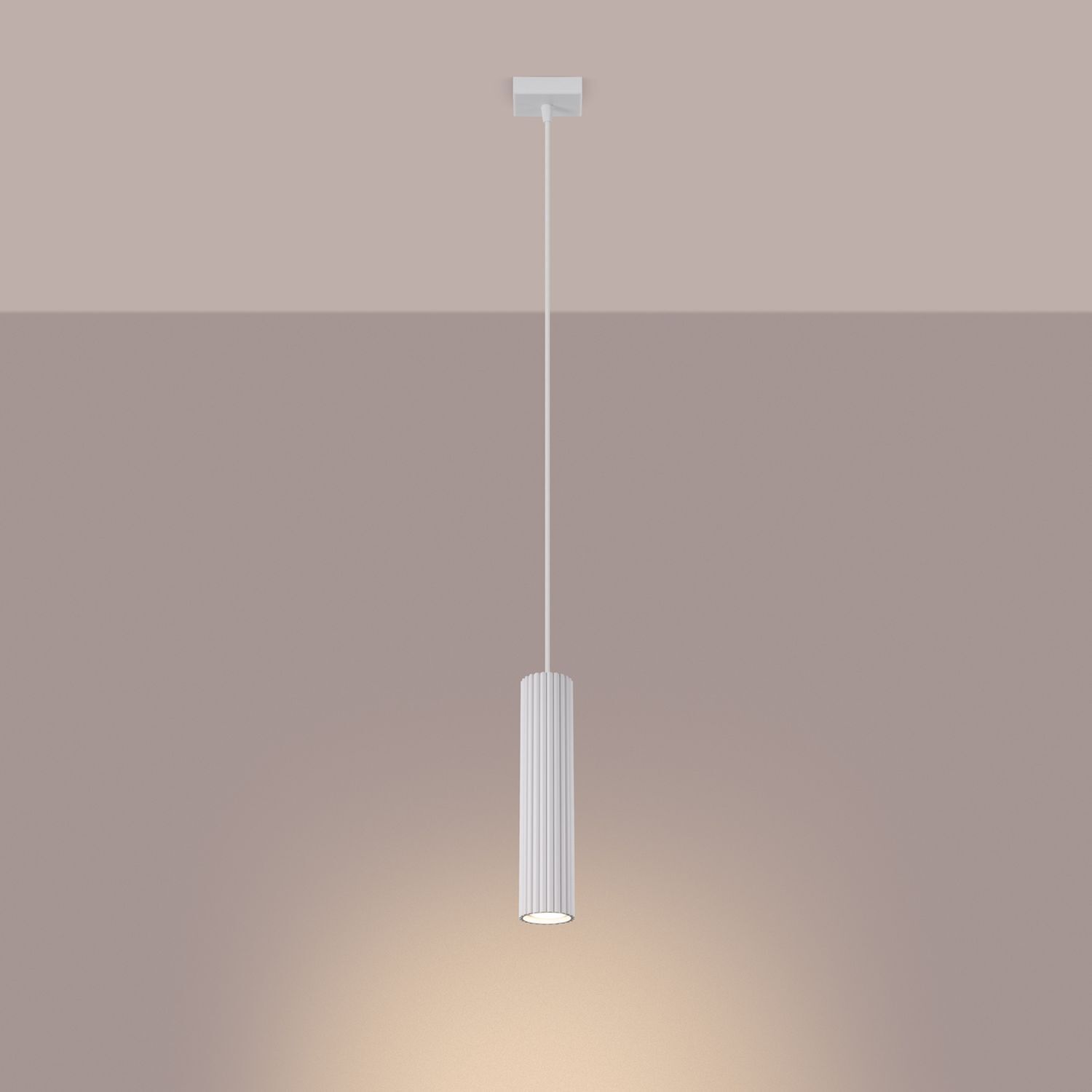 Pendelleuchte Weiß GU10 schmal Ø 8 cm aus Aluminium Modern Lampe, Kronleuchter, Deckenleuchte