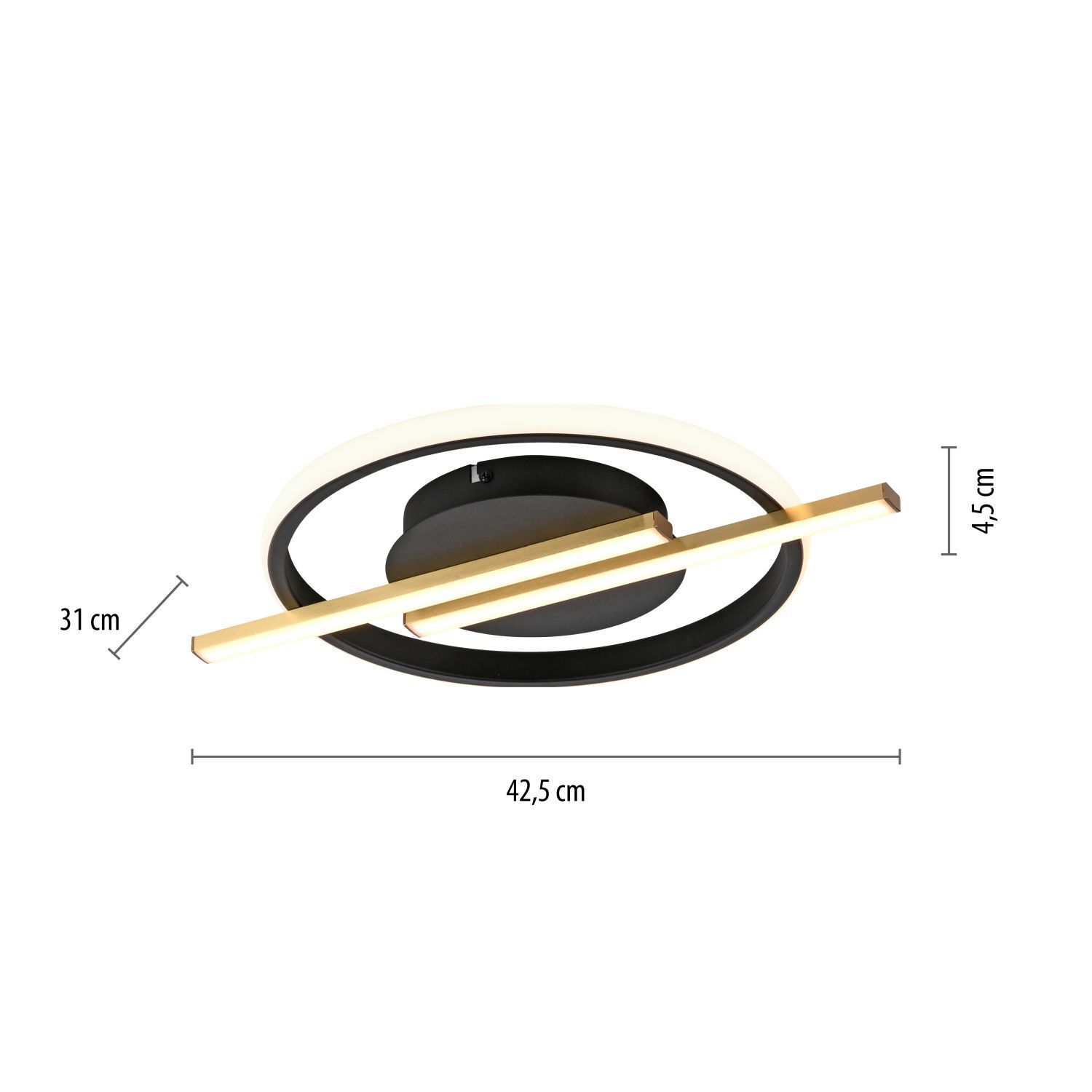 LED Deckenlampe Modern Schwarz Messing 3000 K dimmbar