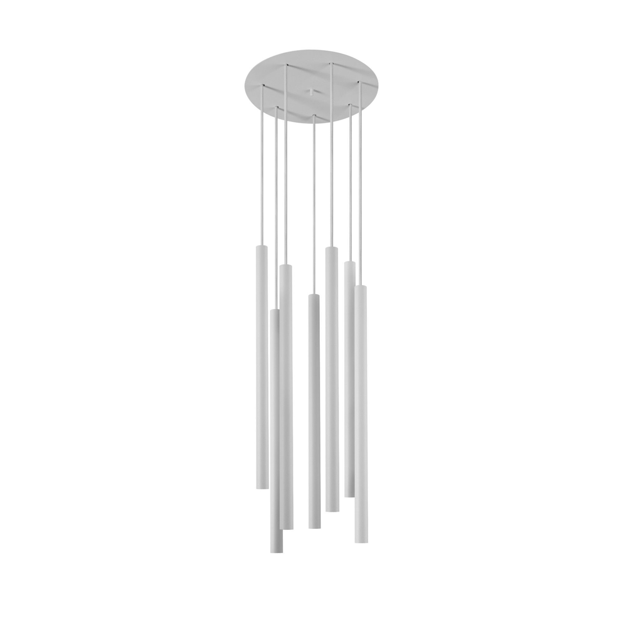 Weiße Pendelleuchte 7-flmg Esstisch Lampe CULT Pendellampe, Hängeleuchte, Deckenleuchte, Metallstangen, Weiß