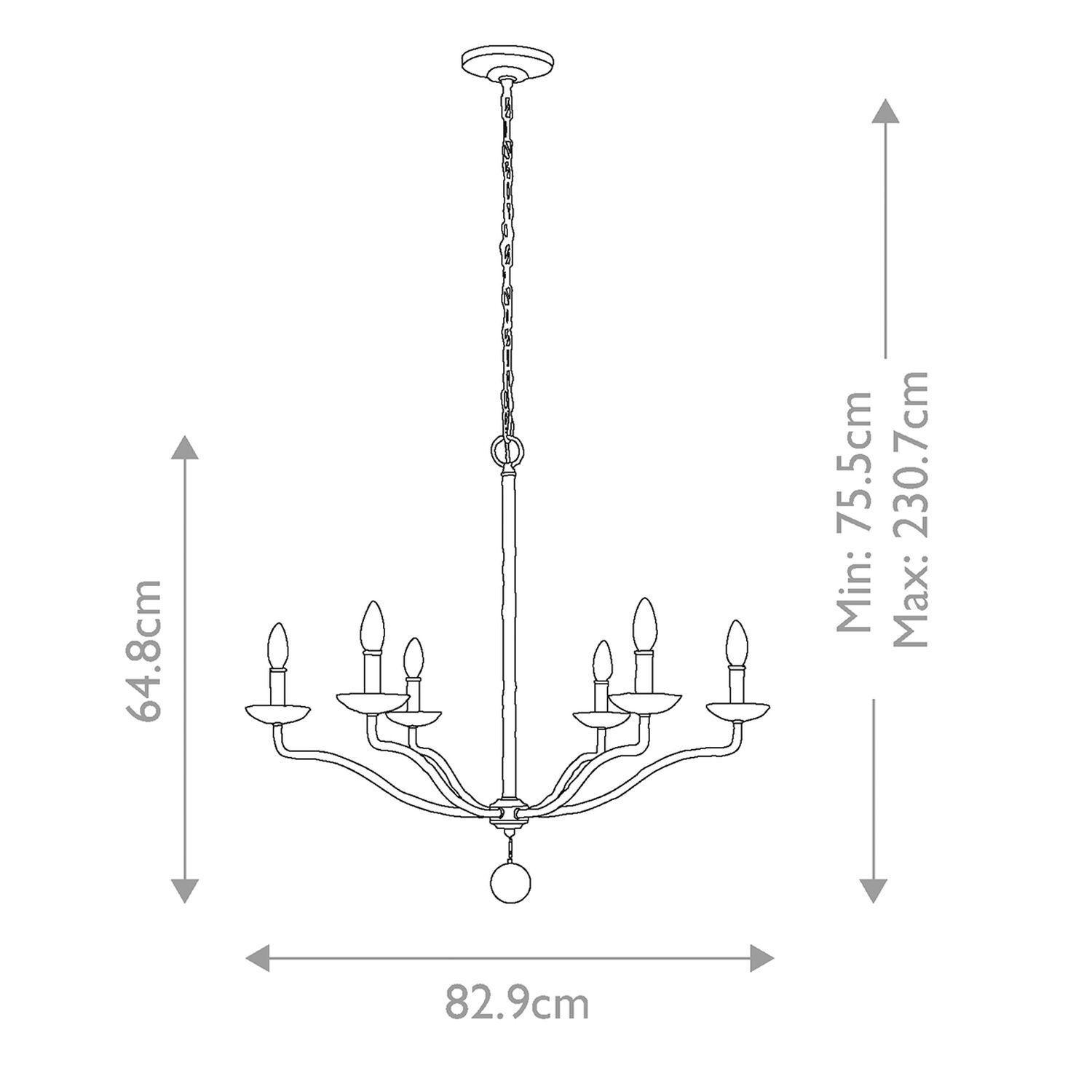 Kronleuchter Weiß Metall E14 B: 82,9 cm groß Landhausstil