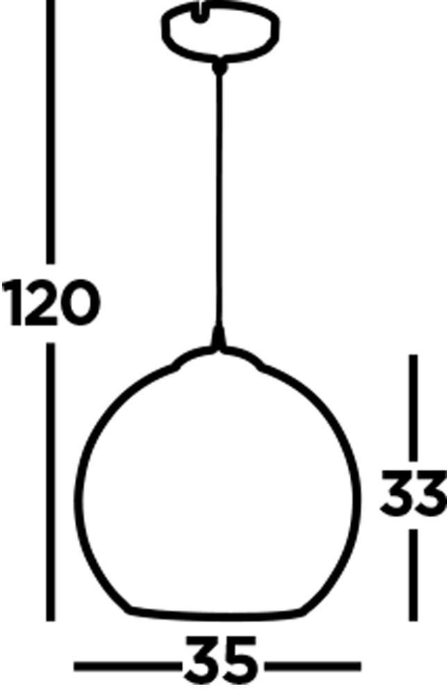 Hängelampe Rauchglas D: 35 cm Glas Metall Kugelschirm