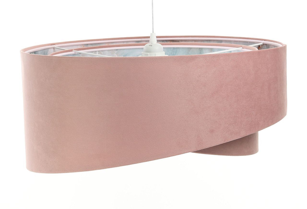 Hängeleuchte D: 50 cm E27 Rosa Hellblau Stoff Velours Optik
