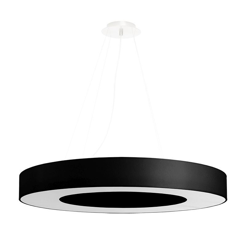 Pendelleuchte Schwarz Stoff Ø 70 cm rund 6x E27 Modern