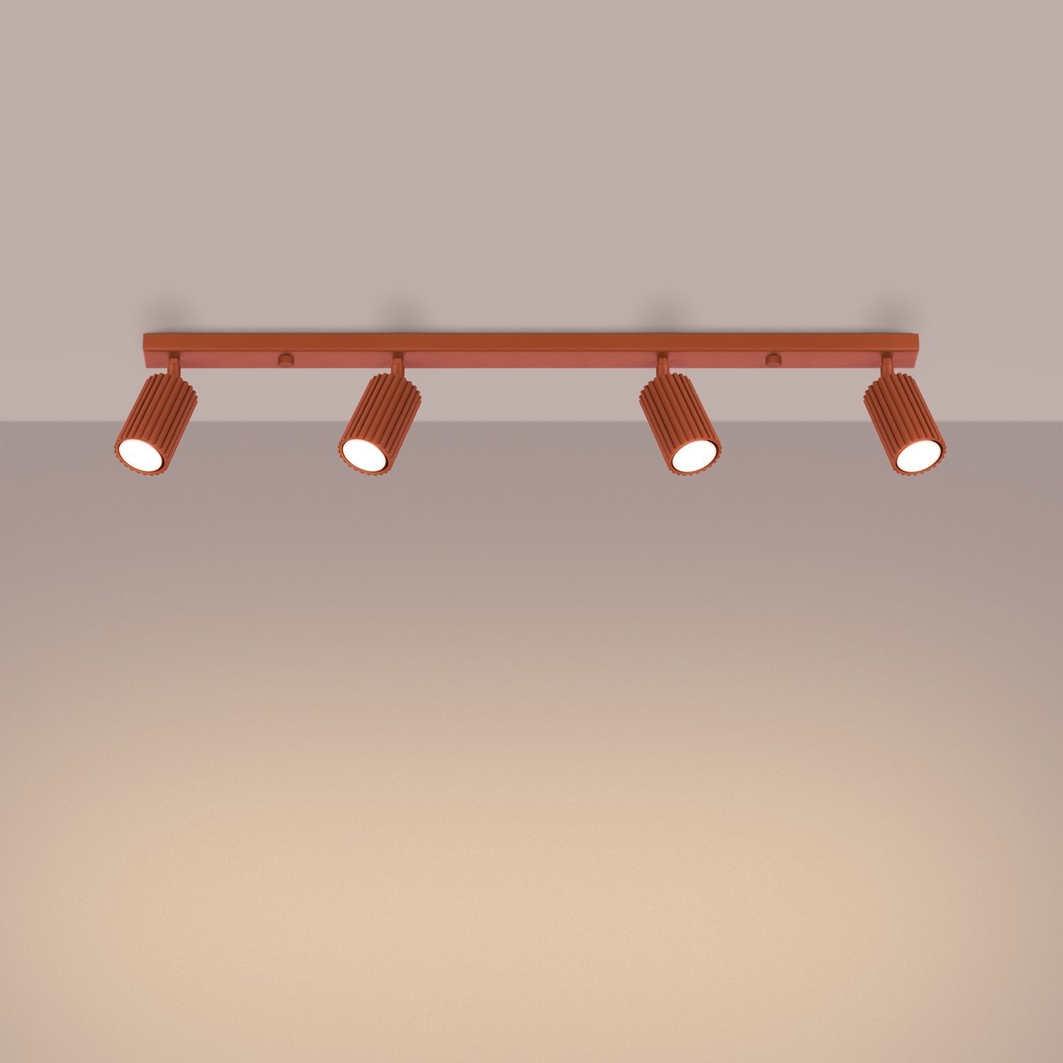 Deckenstrahler 4-flammig 81 cm lang schwenkbar GU10 Rot