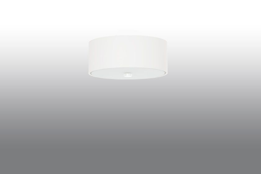 Deckenlampe Weiß Stoff Glas Ø 30 cm rund blendarm 3x E27