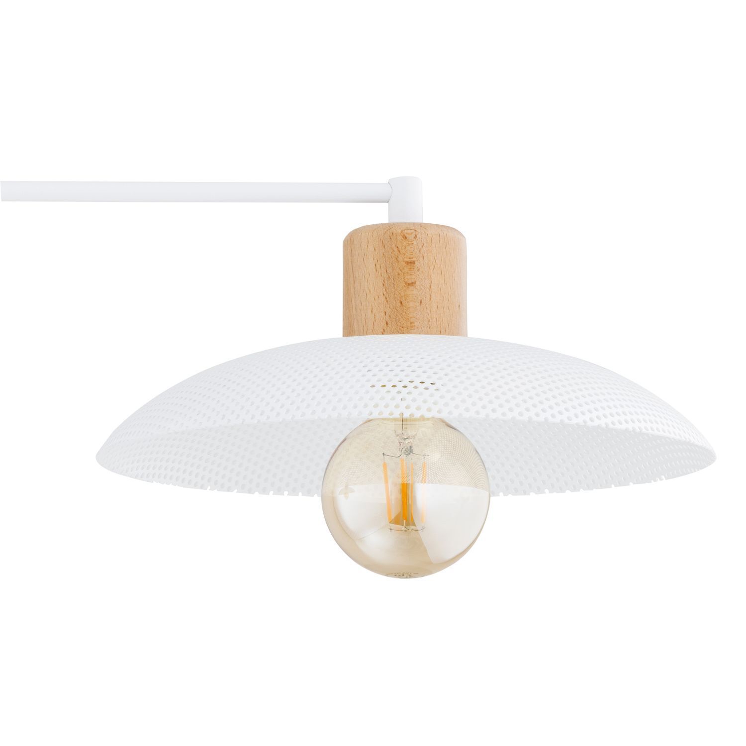 Deckenleuchte Metall 100 cm lang E27 2-flammig Weiß Holzoptik