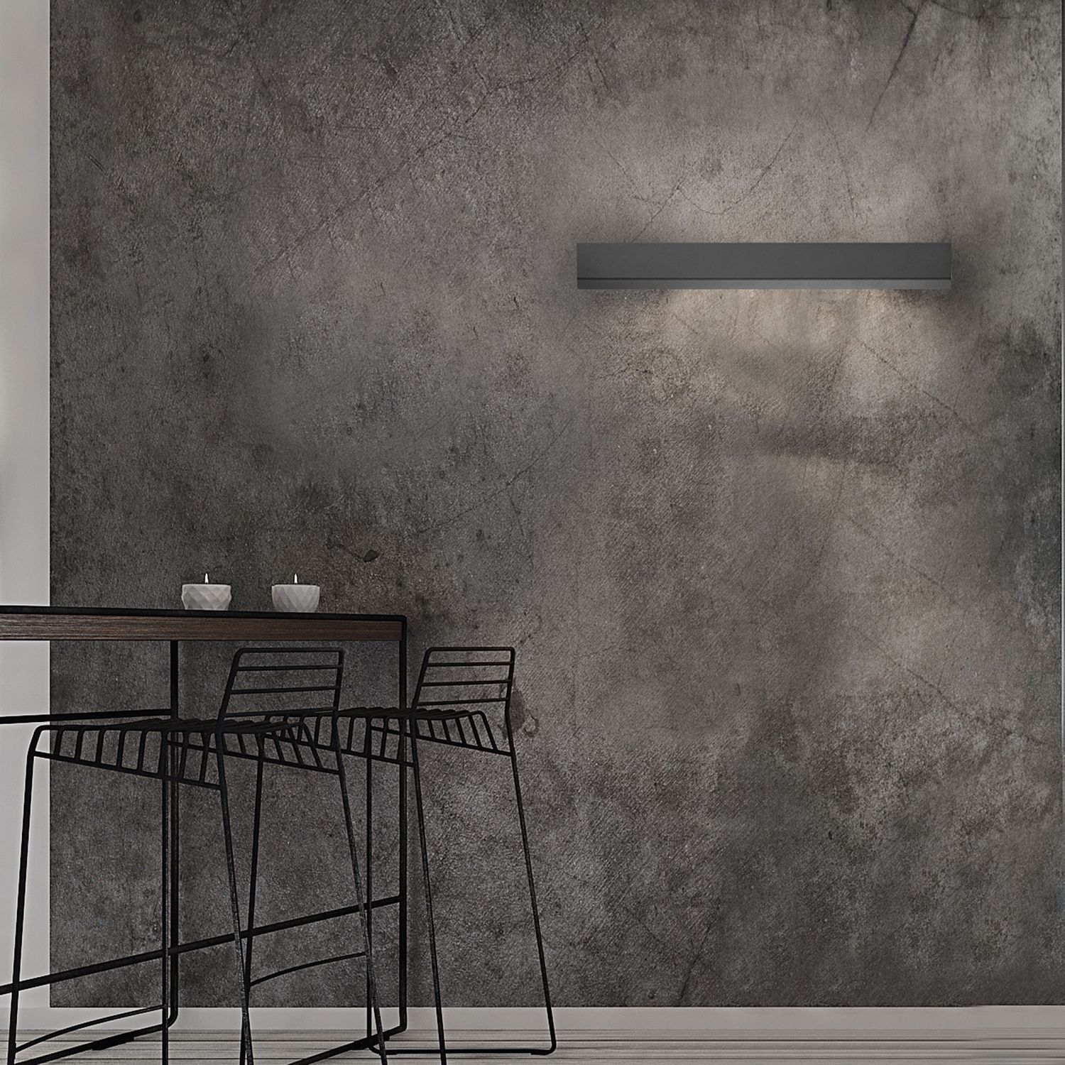LED Wandleuchte Grau Melko Mauer, Fußboden, Innenarchitektur, Stuhl, Bodenbeläge