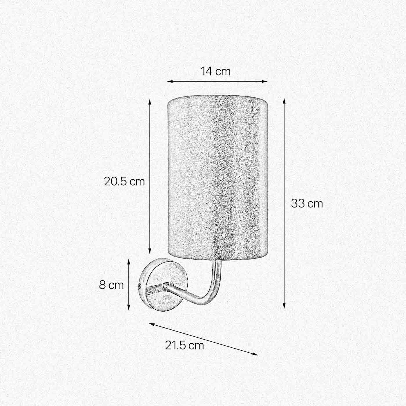 Wandlampe E27 in Bronze hell Braun H: 33 cm Stoff Messing