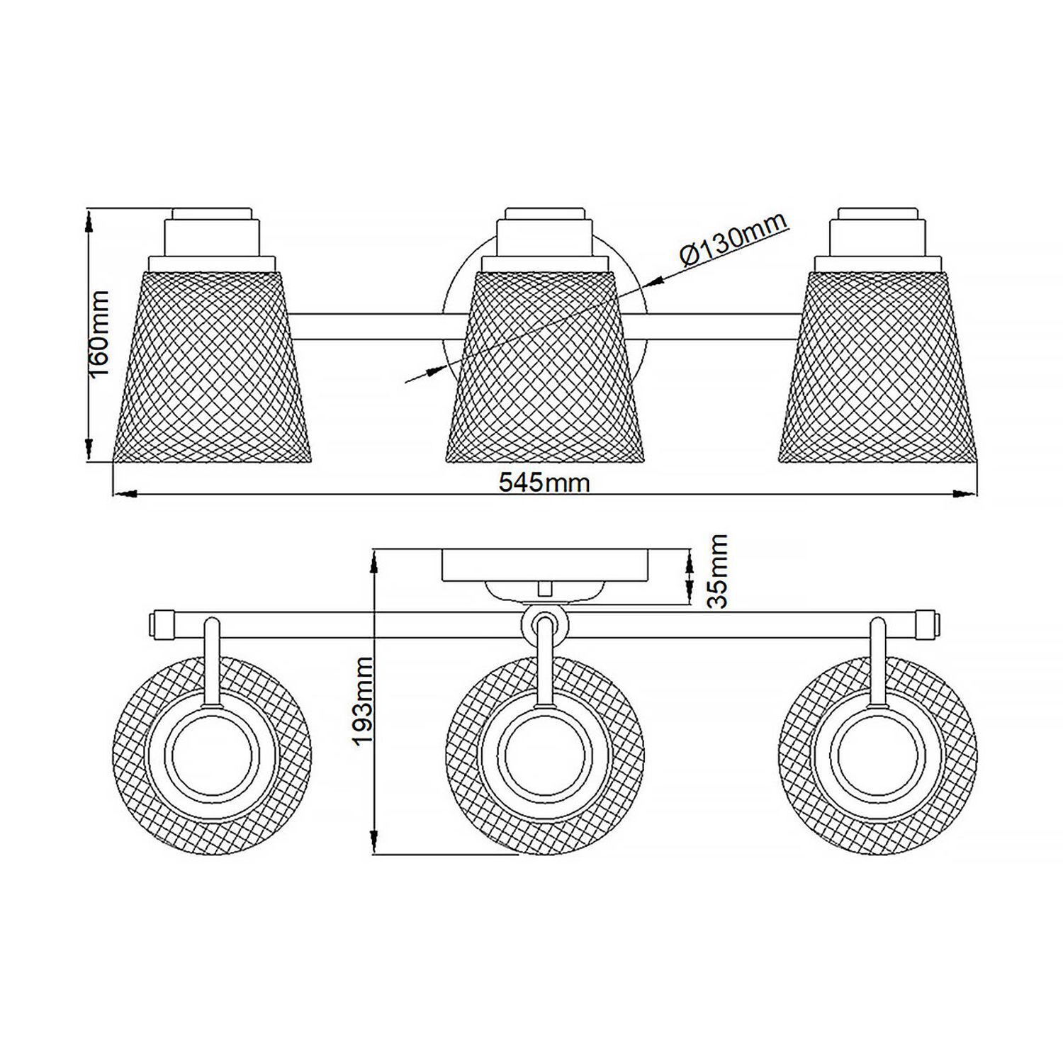 Badezimmerleuchte Wand IP44 54,5 cm breit mit 3x G9 LED