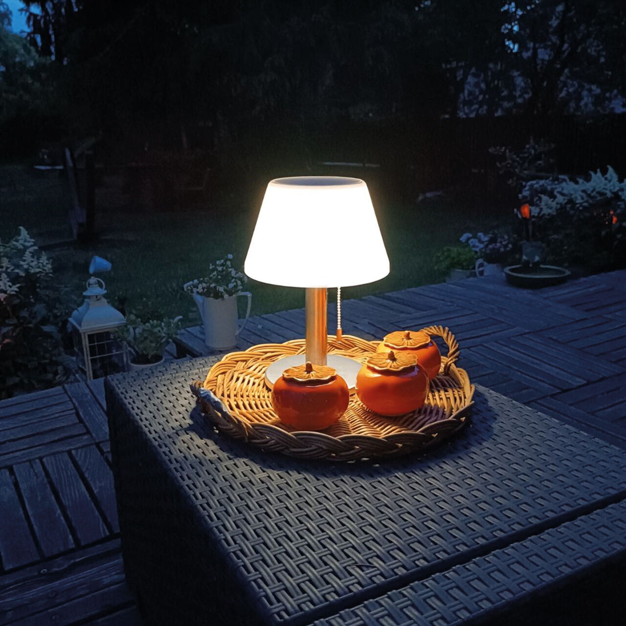 Solar Tischleuchte Tragbar Akku LED IP44 28 cm hoch Zugschalter Lampe