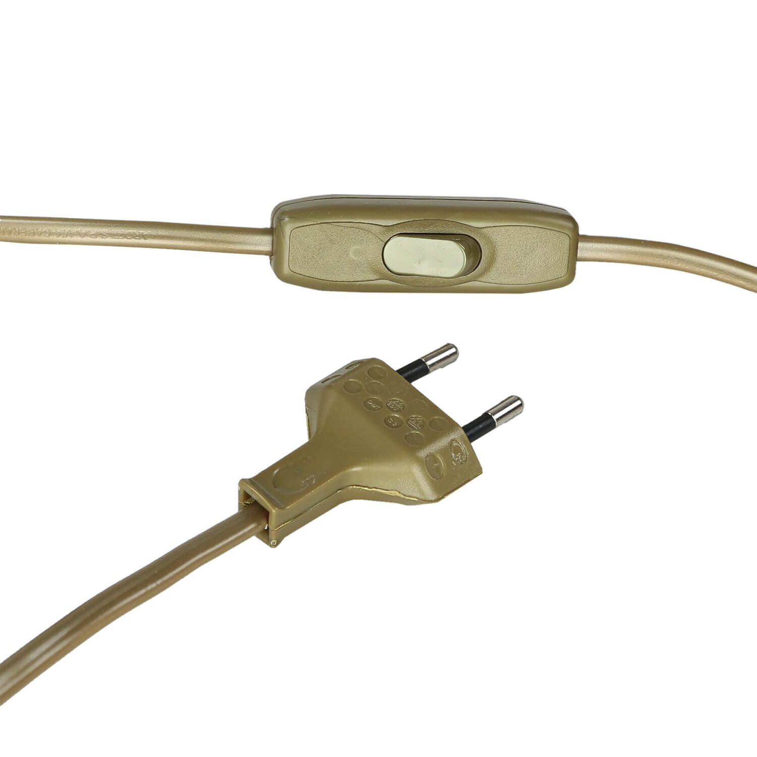 Nachttischlampe Shabby Gold Weiß Stoff Schirm 45cm Adapter, Elektronik, Stecker