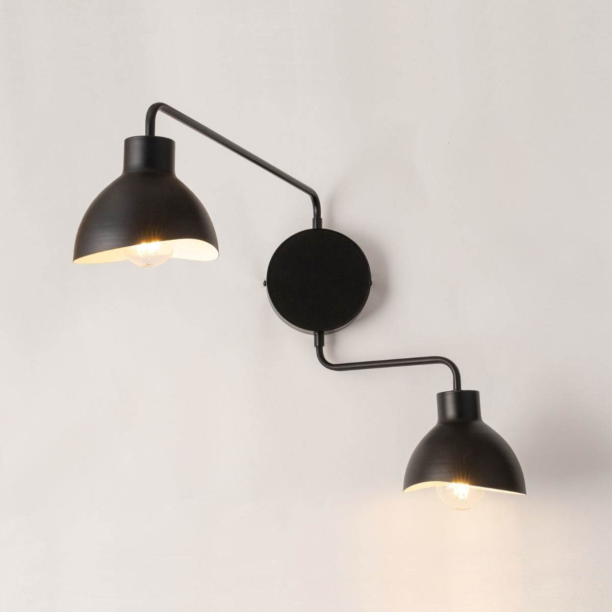 Wandlampe Mehrflammig Schwarz Weiß E27 H:44 cm stilvoll