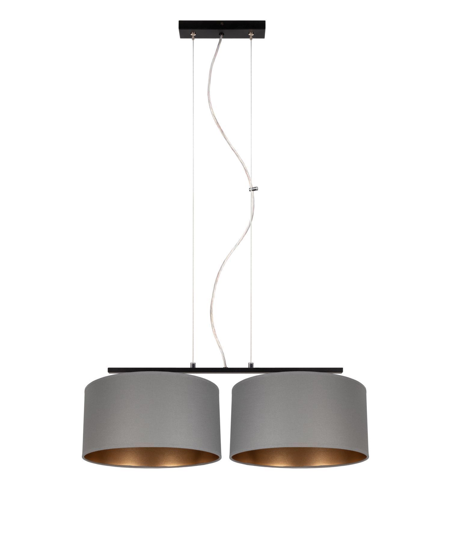 Stoff Hängelampe blendarm Graphit Gold E27 70 cm lang