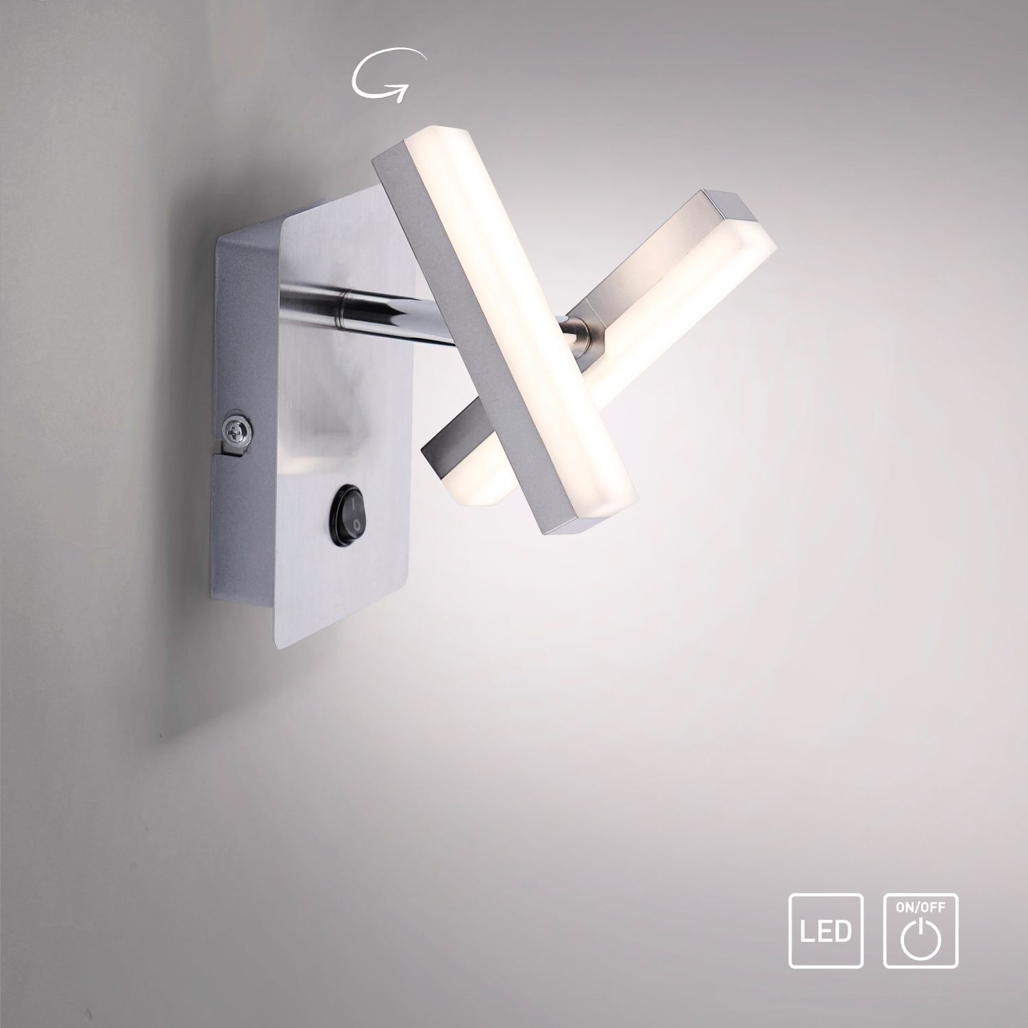 LED Wandspot in Stahl Metall beweglich 225 lm Schalter Sinken, Waschbeckenhahn, Elektrisches Gerät, Schalter