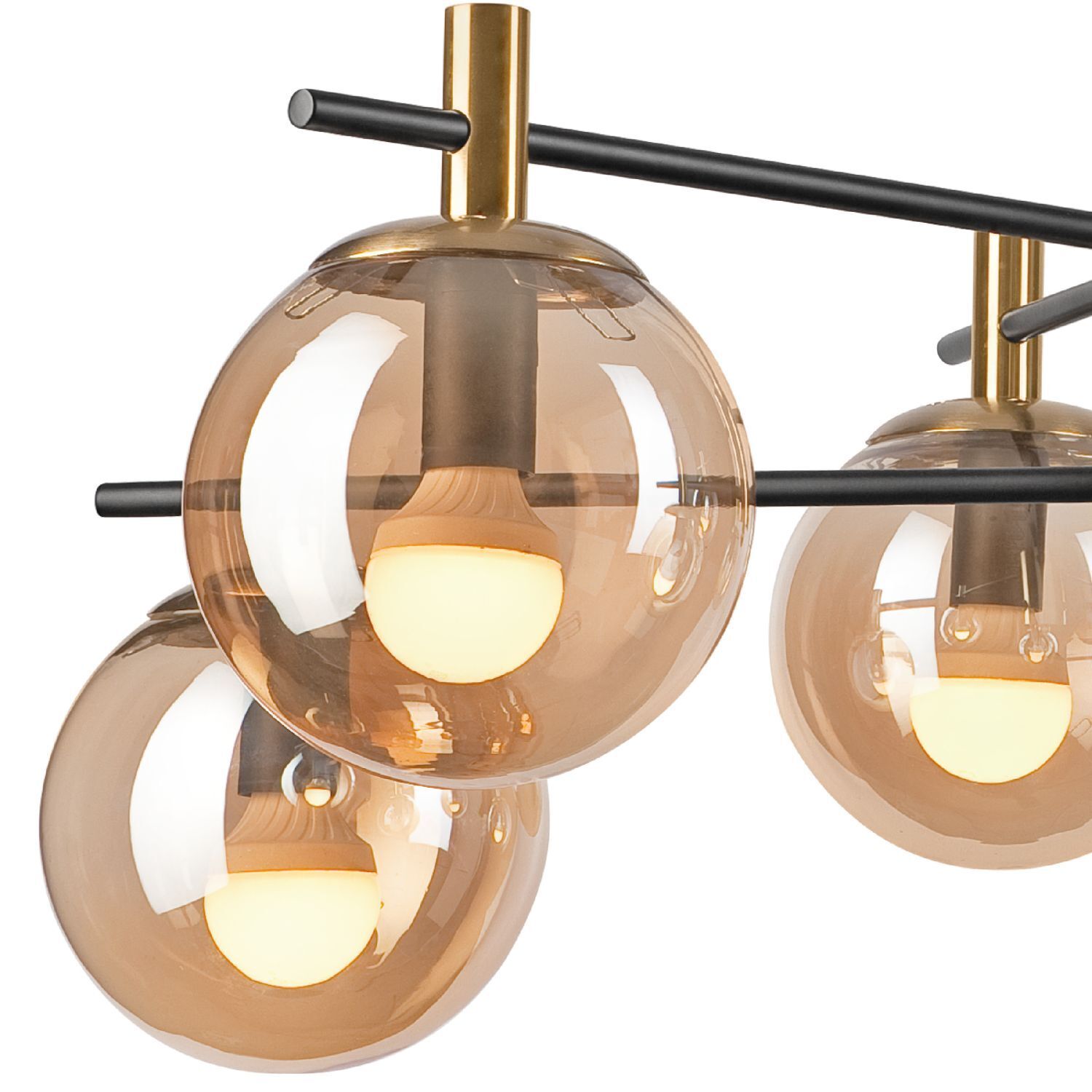 Deckenlampe Glas Metall in Gold Schwarz 6-flmg Modern Leuchte, Lampe, Klebeband, Deckenventilator, Kronleuchter