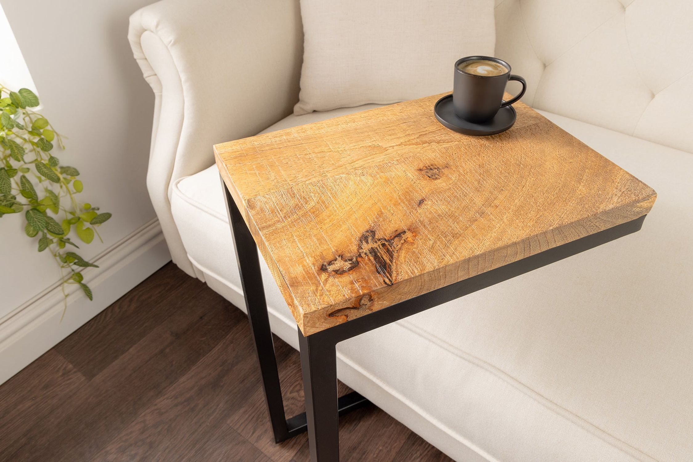 Beistelltisch Mango Holz Metall 26 x 36 cm Moebel, Tabelle, Tischplatte, Holz, Hartholz