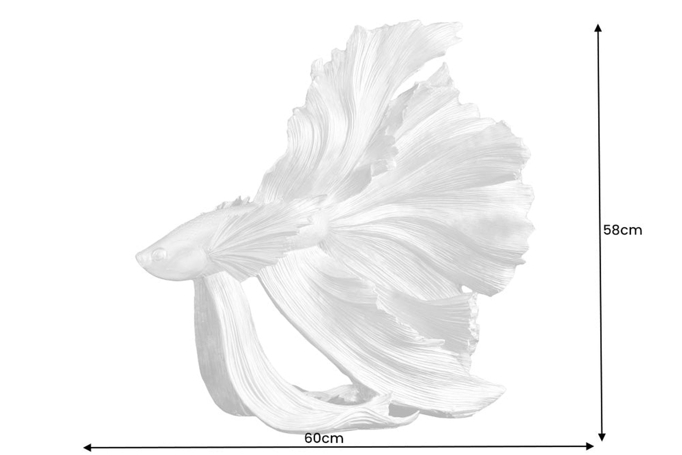 Deko Statue Schwarz Polyresin H: 36 cm Kampffisch Tier, Fische, Leben im Meer, Kunst