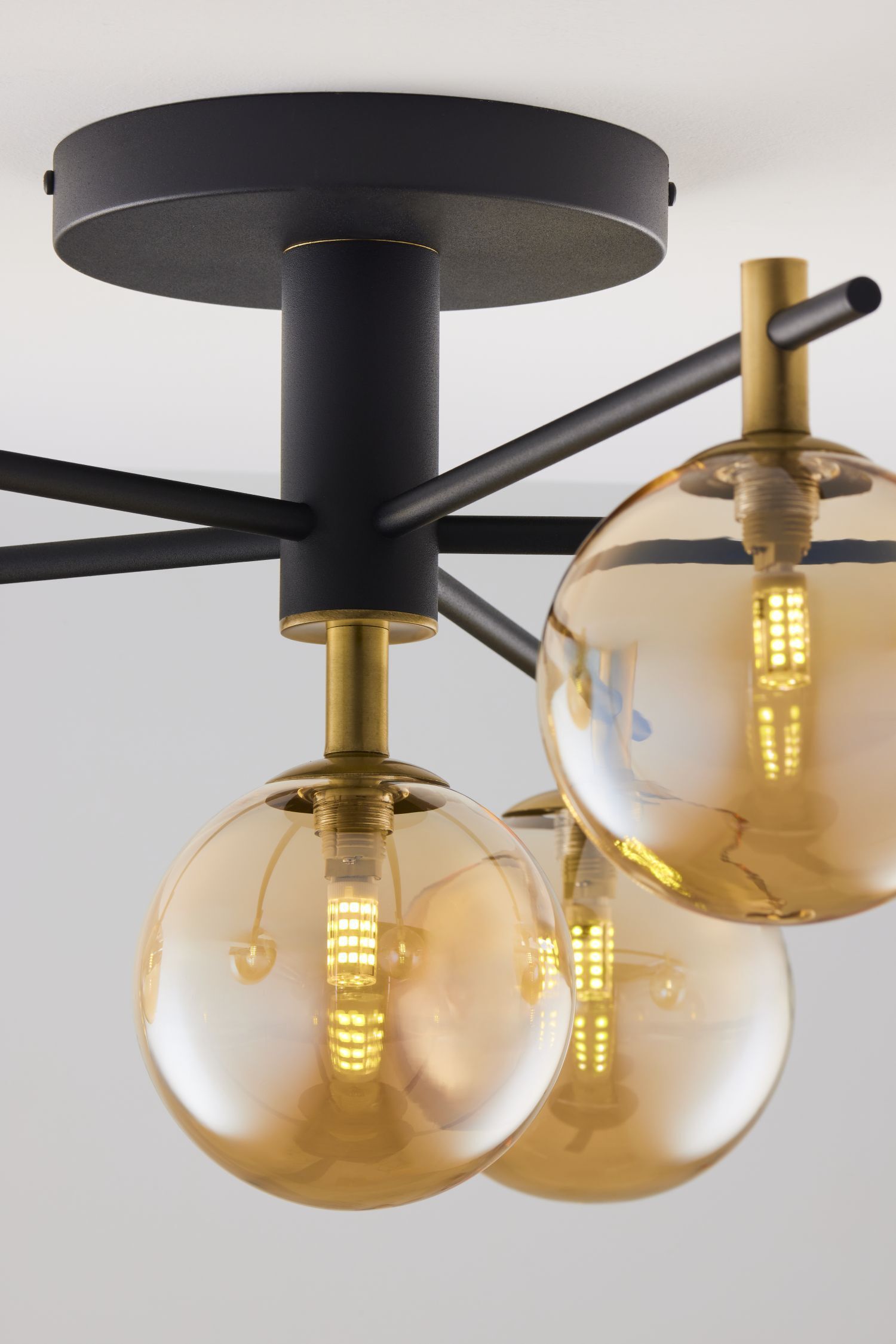 Deckenlampe Glas in Bernstein Metall G9 6-flammig Leuchte, Kronleuchter, Lampe