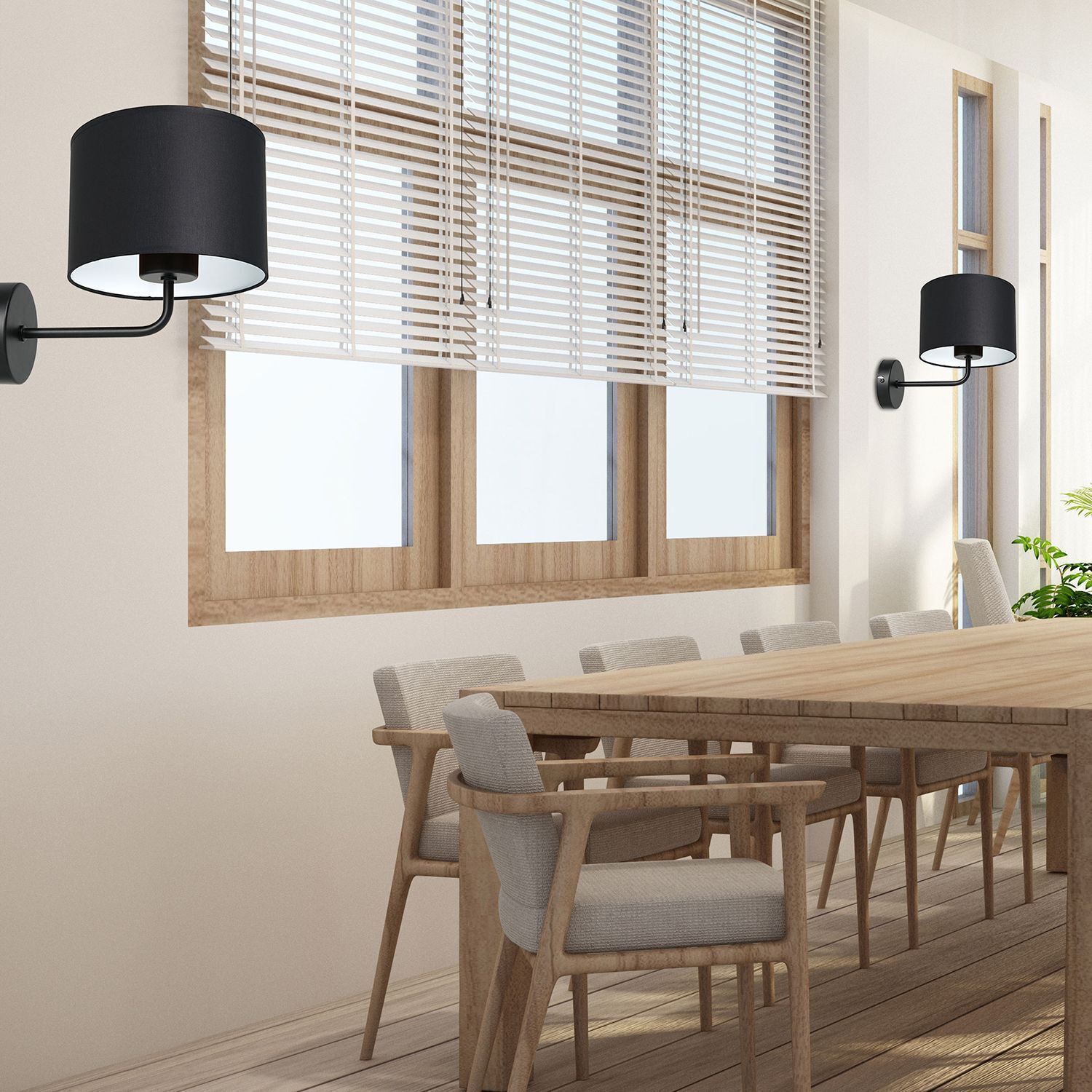 Wandlampe Schwarz Weiß Stoff Metall H:23 cm wohnlich