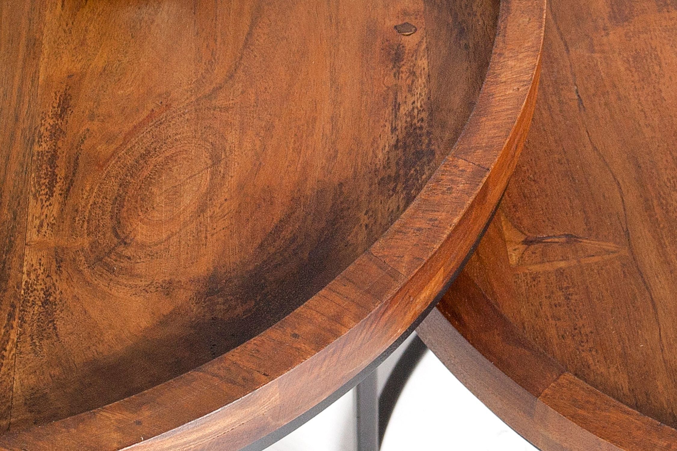 Beistelltisch 2er Set Akazienholz Metall rund Hartholz, Holz, Gebeiztes Holz, Tabelle, Tischplatte