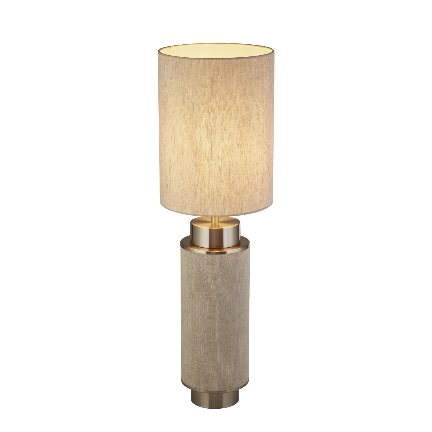 Tischleuchte Stoff Metall 72 cm hoch Grau-Beige Nickel E27