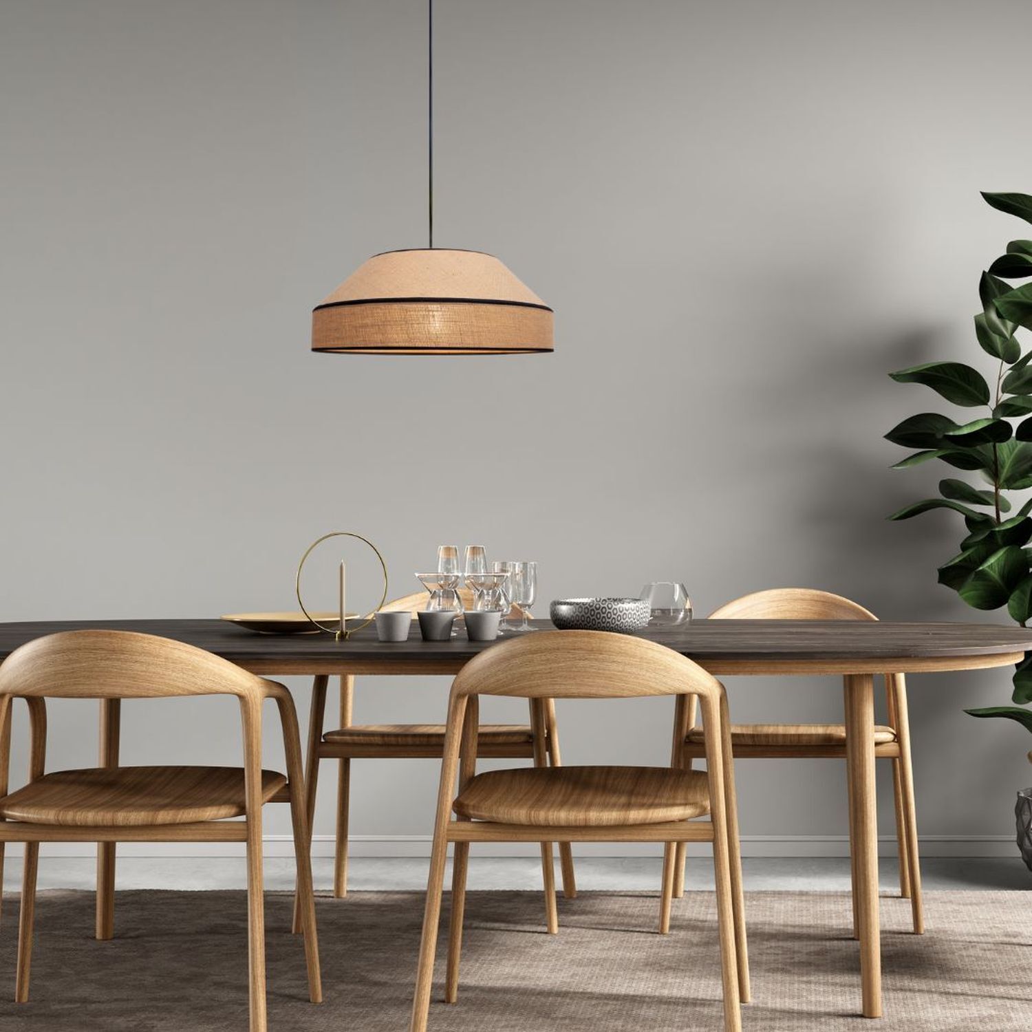 Blendarme Pendelleuchte Jute Natur E27 Ø45 cm wohnlich