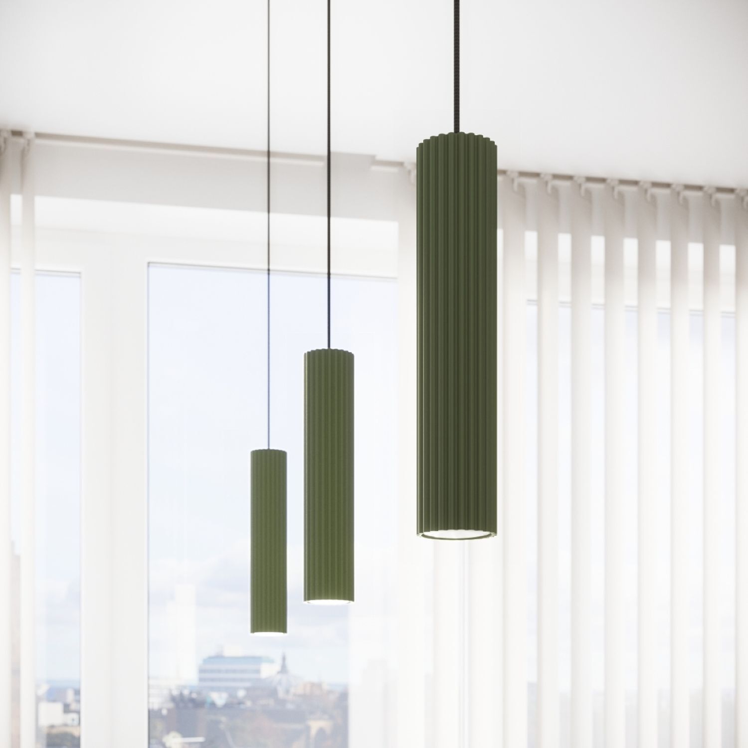 Pendelleuchte Grün schmal B: 8 cm H: max. 118 cm GU10 Modern