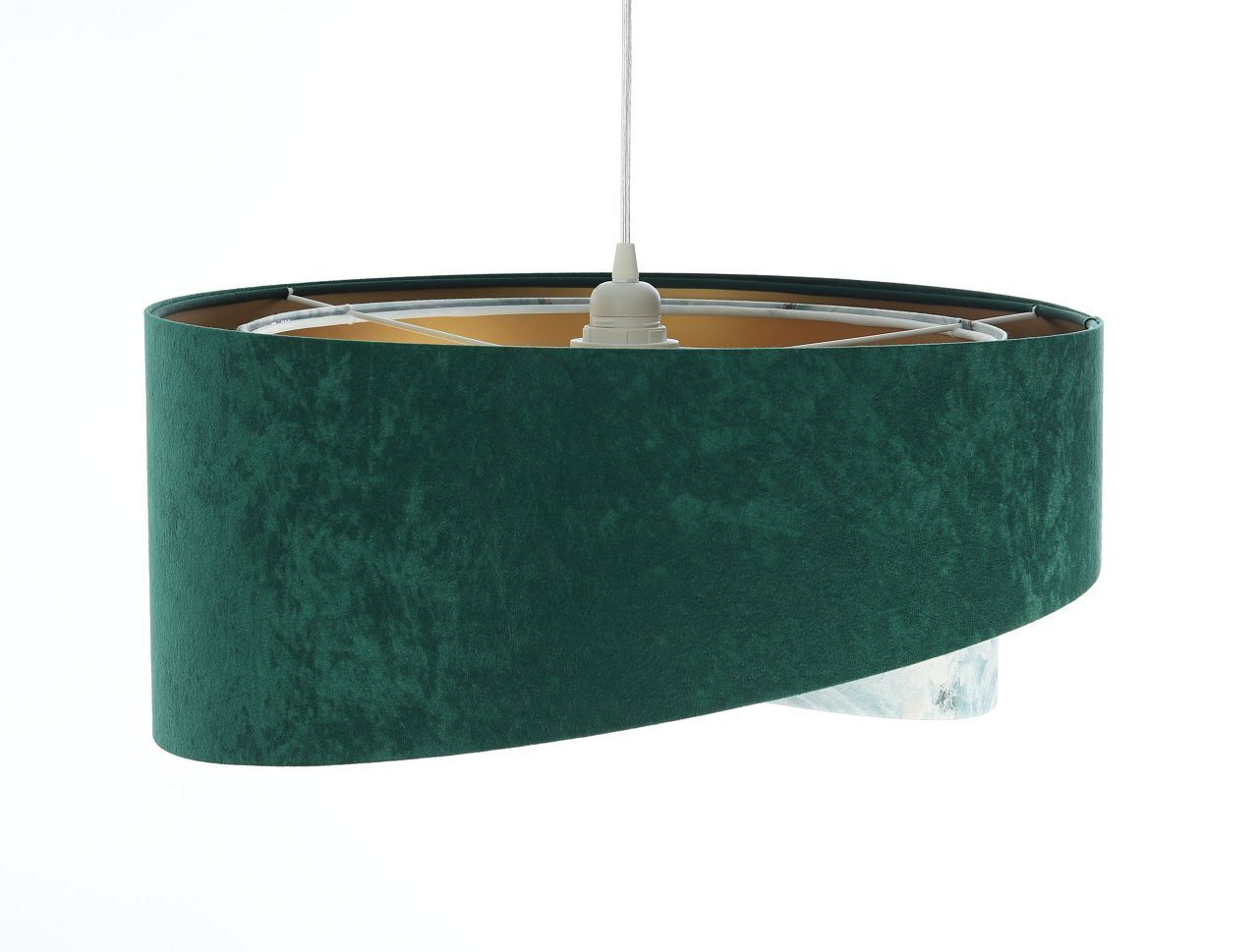 Hängeleuchte Stoff Ø 50 cm Velours Optik E27 Grün Blau Gold