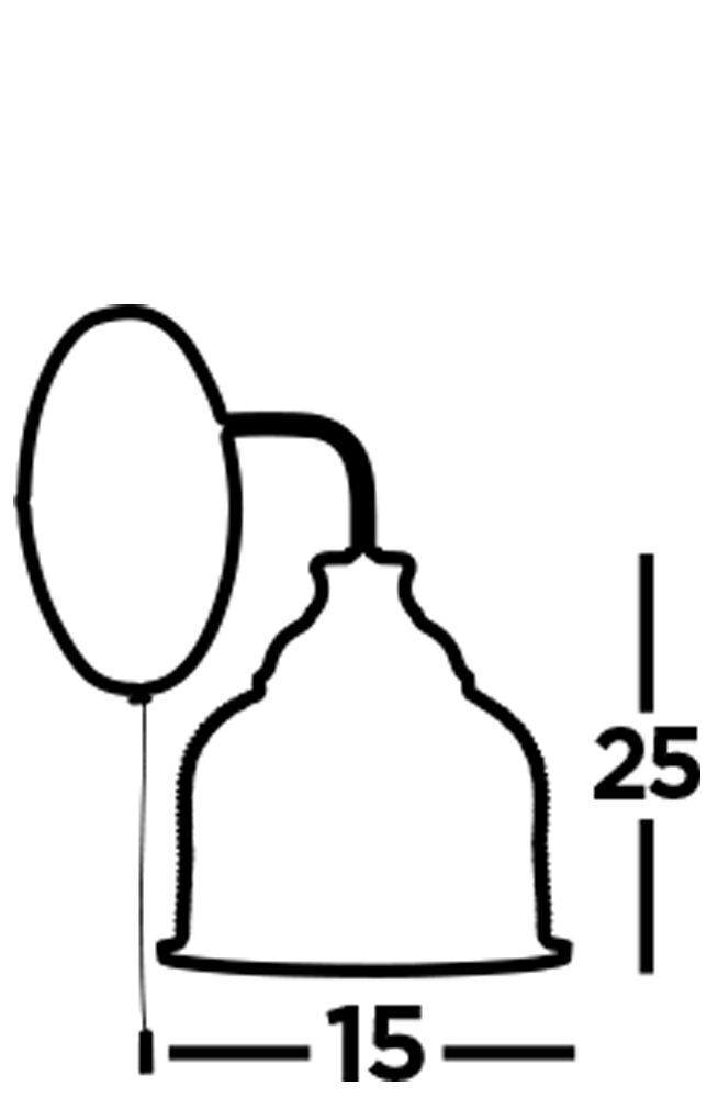 Wandlampe mit Schalter H: 24,5 cm in Messing antik E27