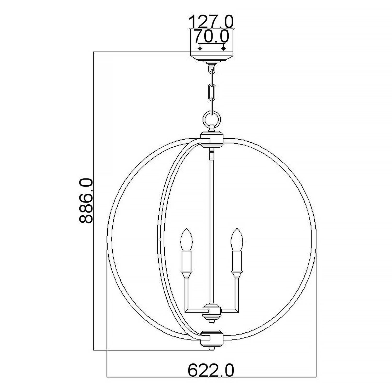 Pendelleuchte Metall E14 rund D: 62,2 cm Modern Hängeleuchte, Kugelrahmen, Metall, Beleuchtung, Wandleuchte
