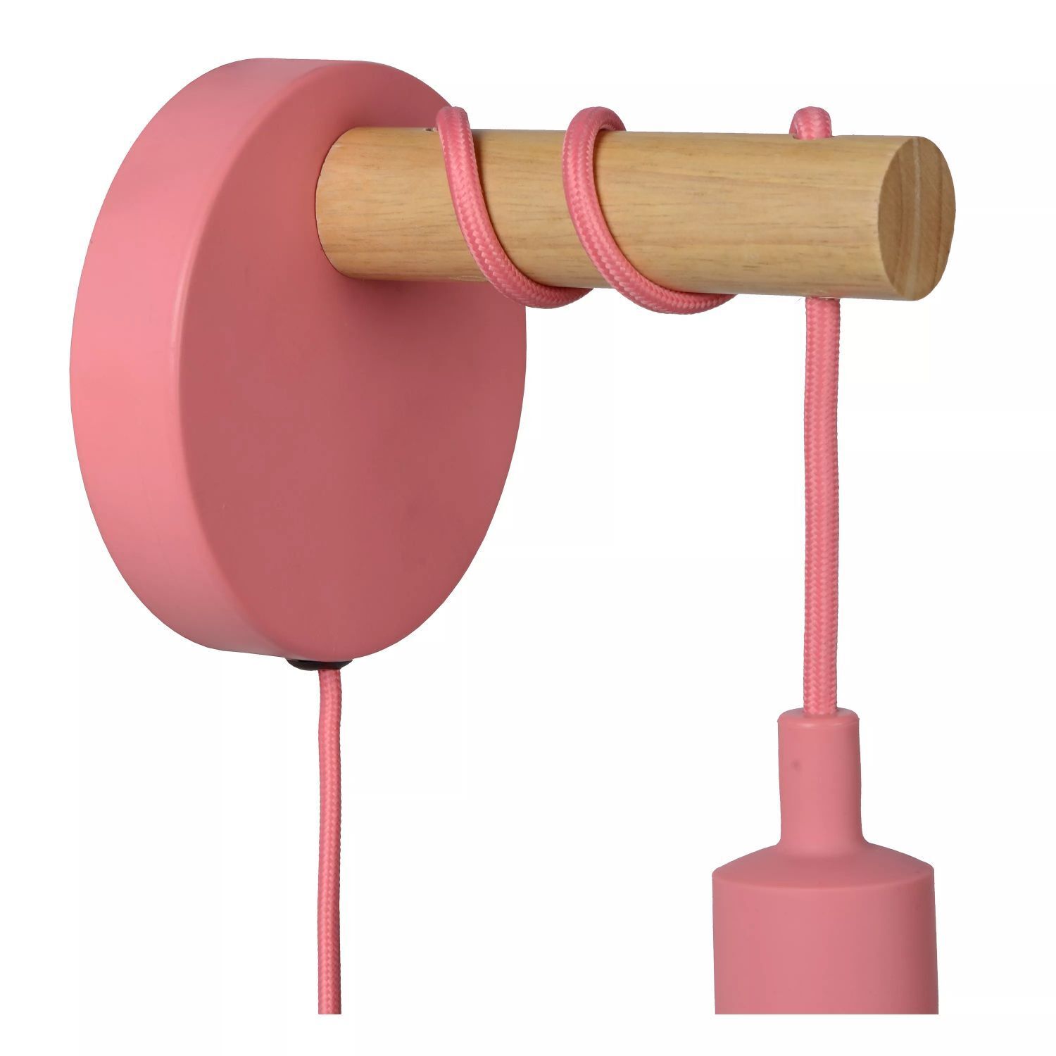Wandleuchte Kinder Metall Pink Natur H:22 cm E27 Kabel