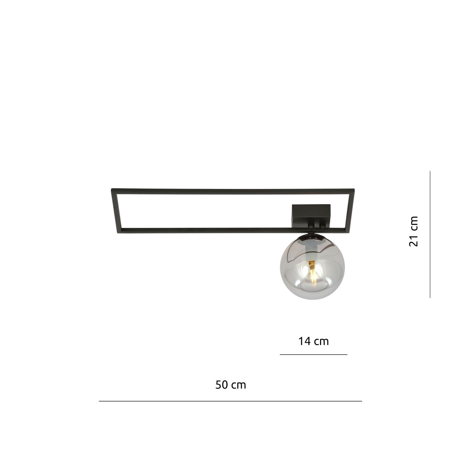 Deckenlampe Kugelschirm L: 50 cm Schwarz Grau E14 Glas Metall
