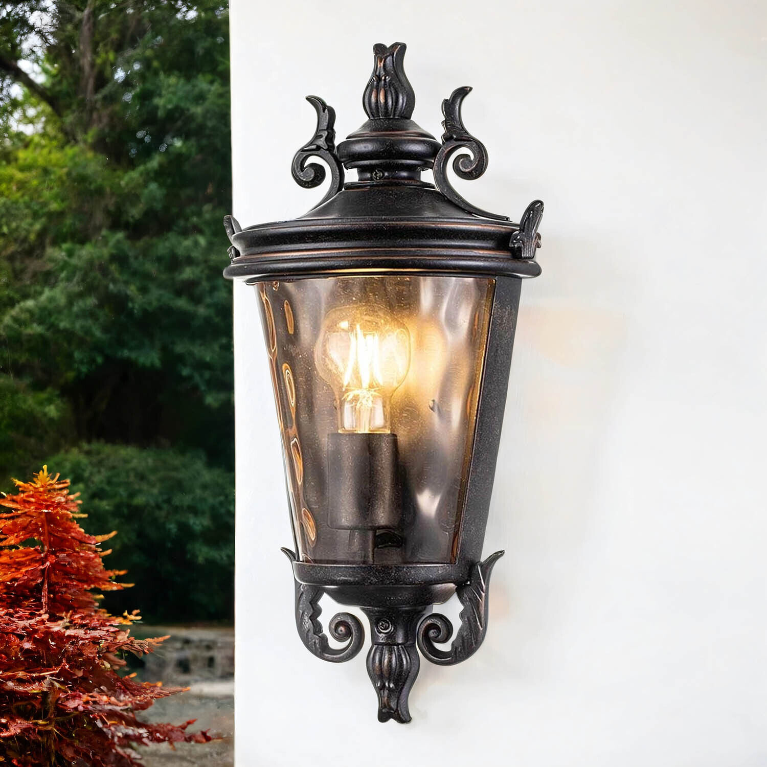 Wandleuchte außen Rauchglas Aluminium IP44 H: 43,2 cm