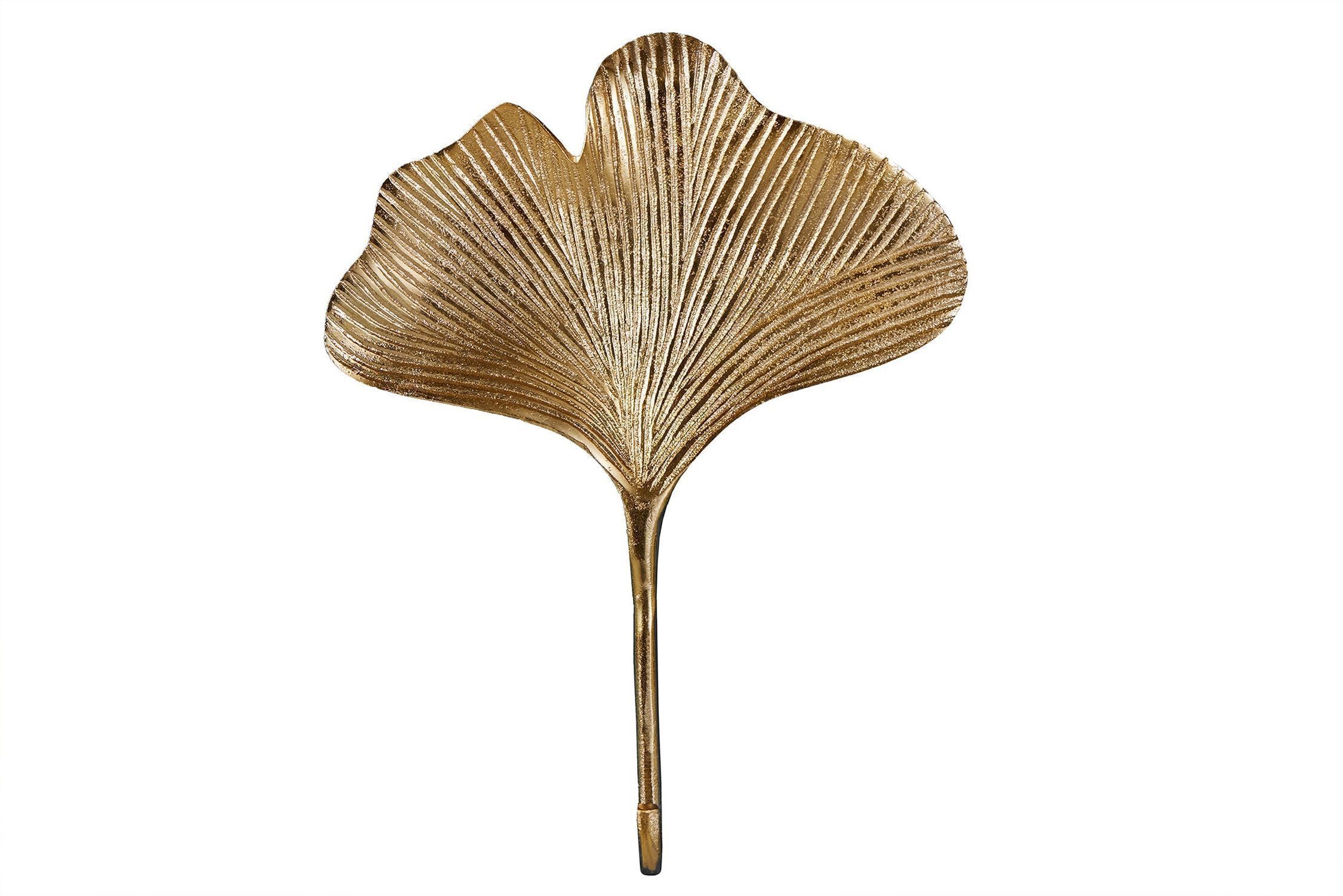 Garderobenhaken Metall Handarbeit in Gold Ginko Design