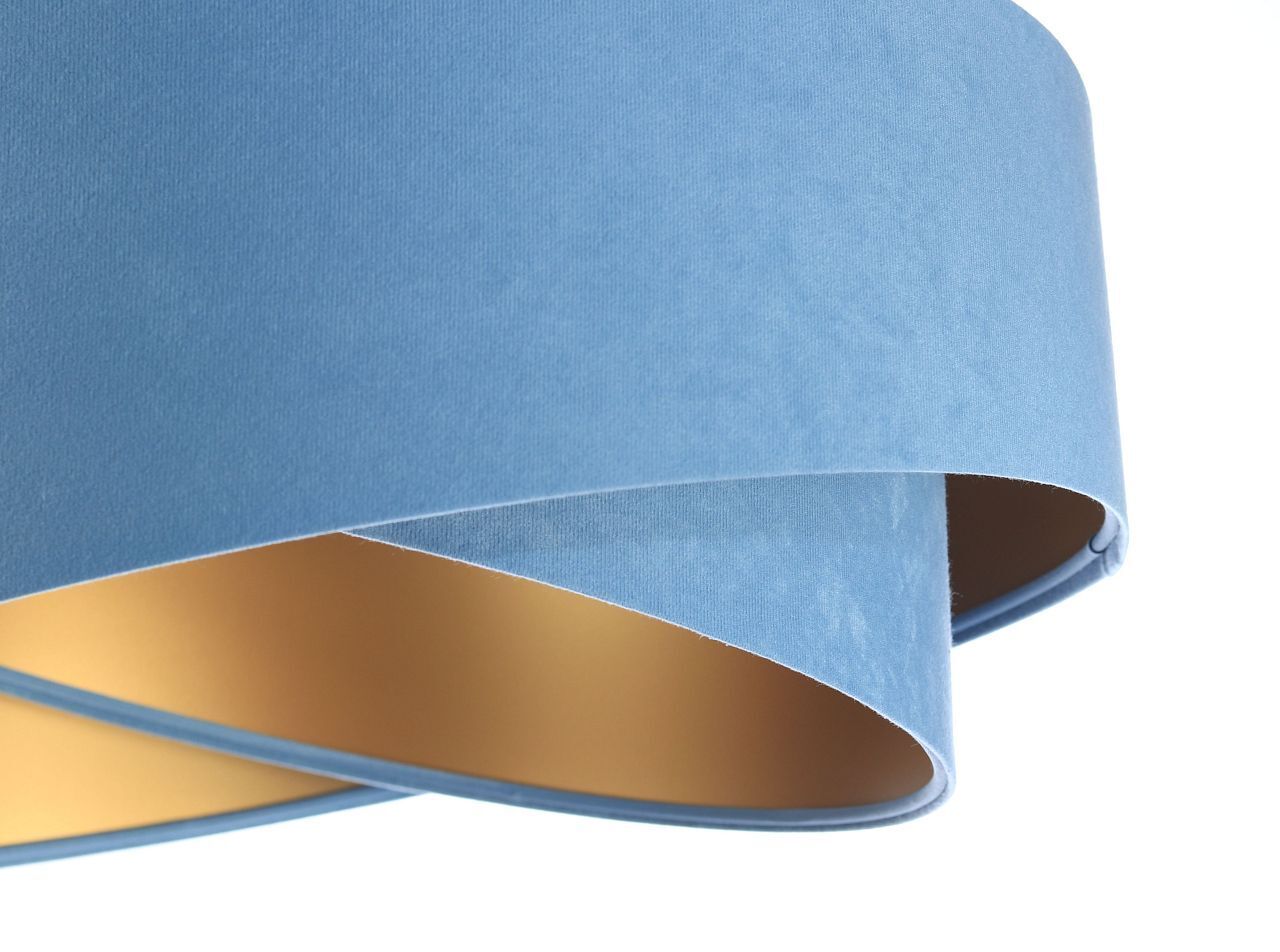 Hängeleuchte rund D: 50 cm E27 Blau Gold Stoff Velours Optik
