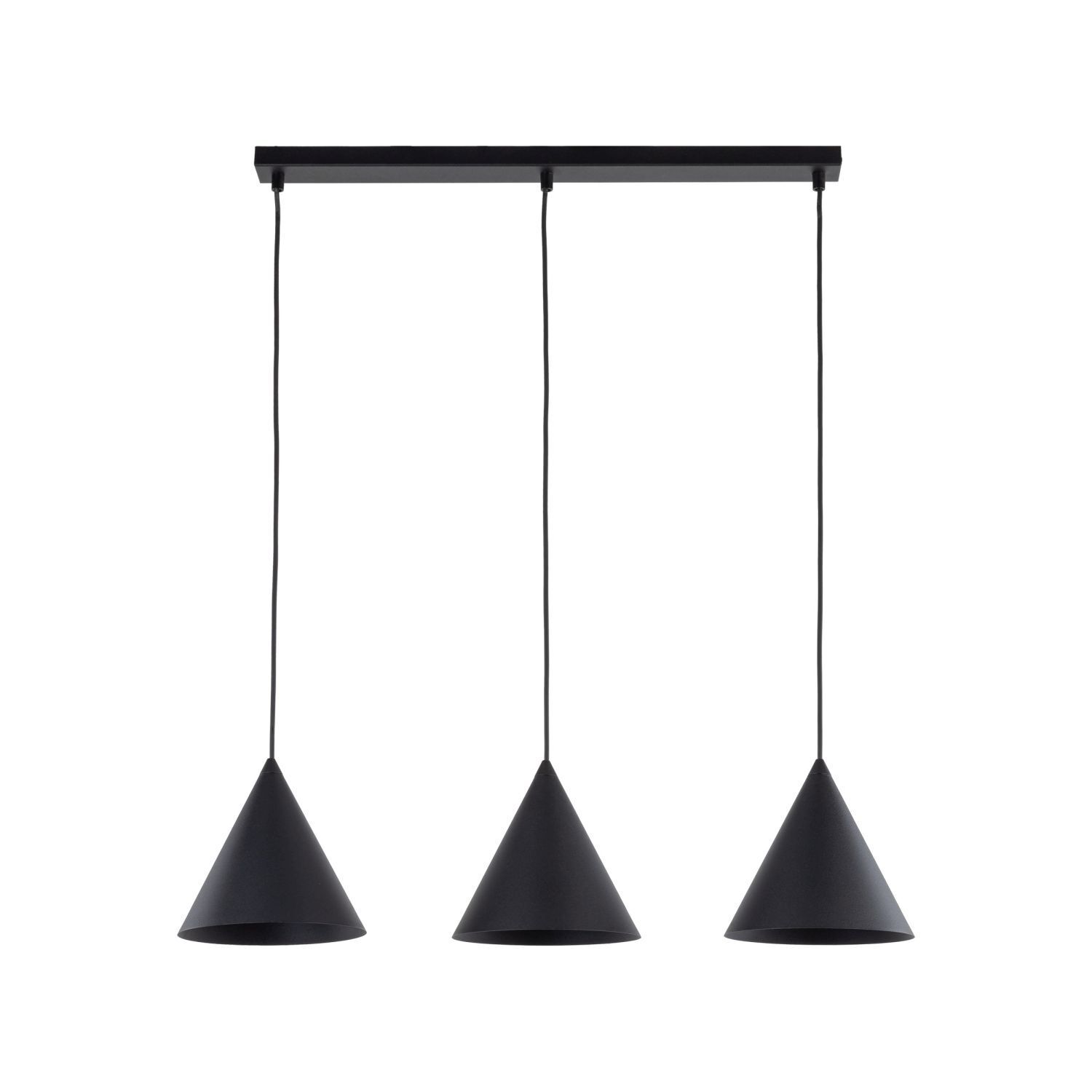 Hängelampe 3-flammig Schwarz L: 75 cm E27 Retro Metall