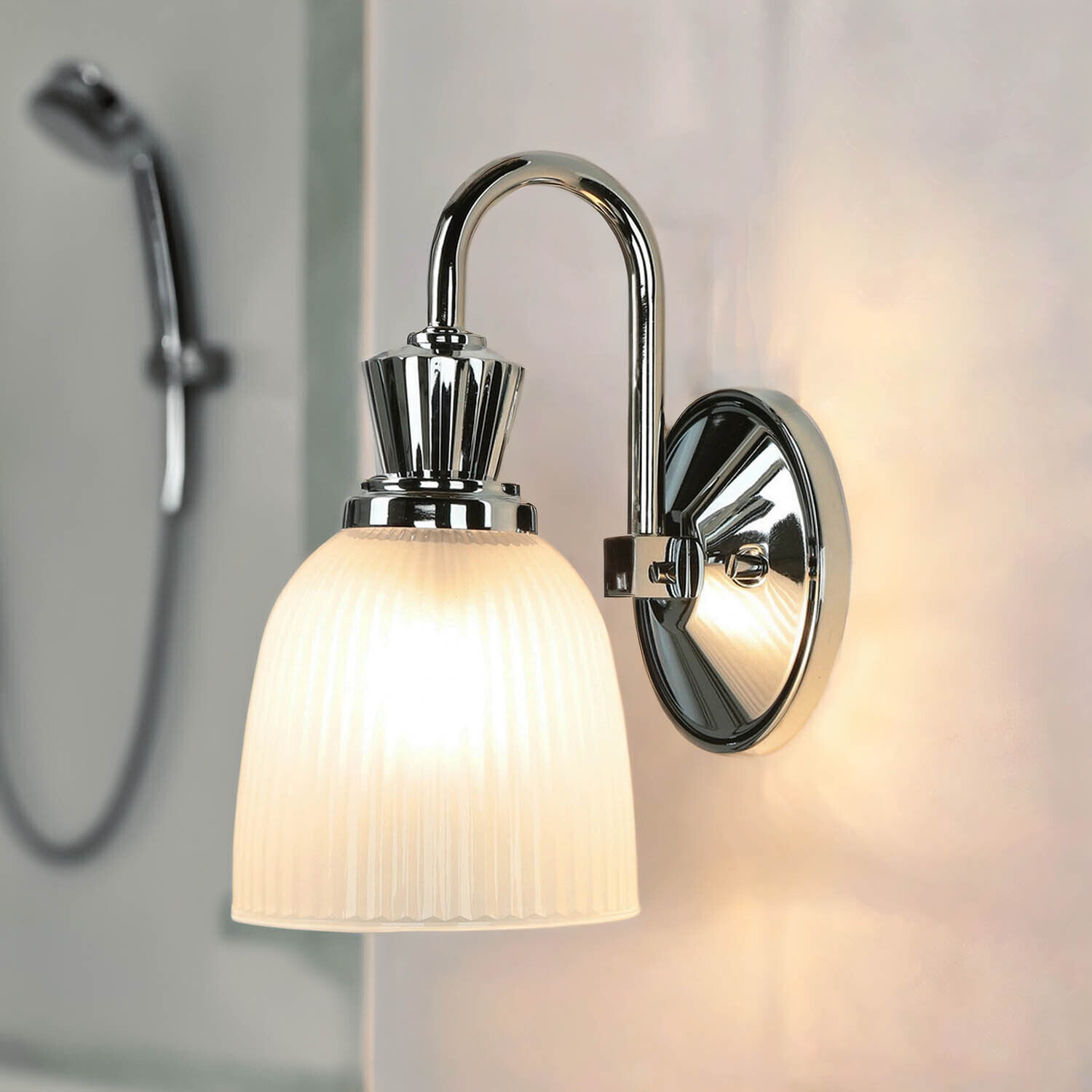 Stilvolle Badleuchte mit LED IP44 Riffelglas COSTILLA Leuchte, Lampe