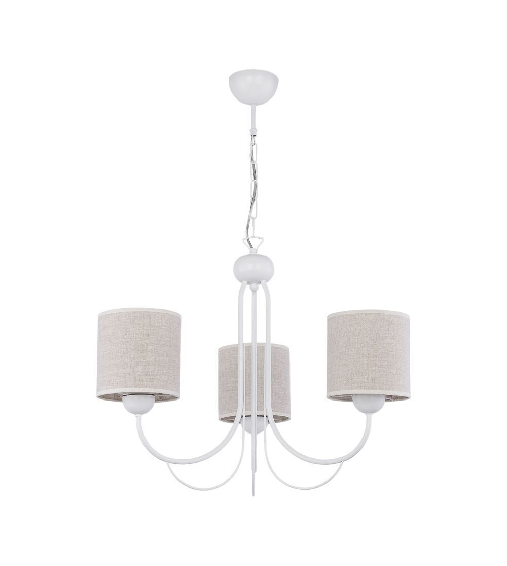 Kronleuchter Stoff Weiß Creme 3xE27 Ø64cm SALINO