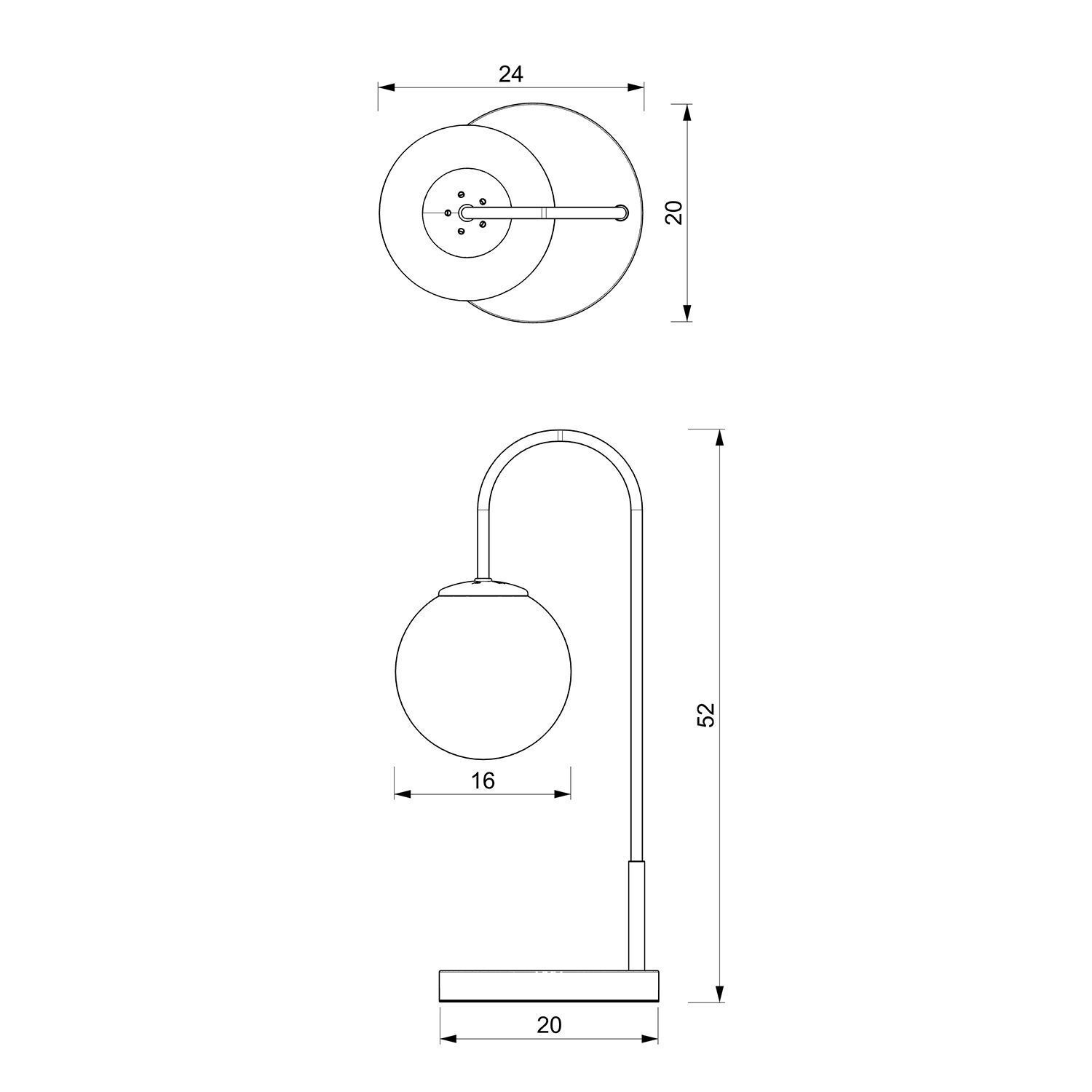 Nachttischleuchte Metall Glas E14 52 cm Schwarz Weiß